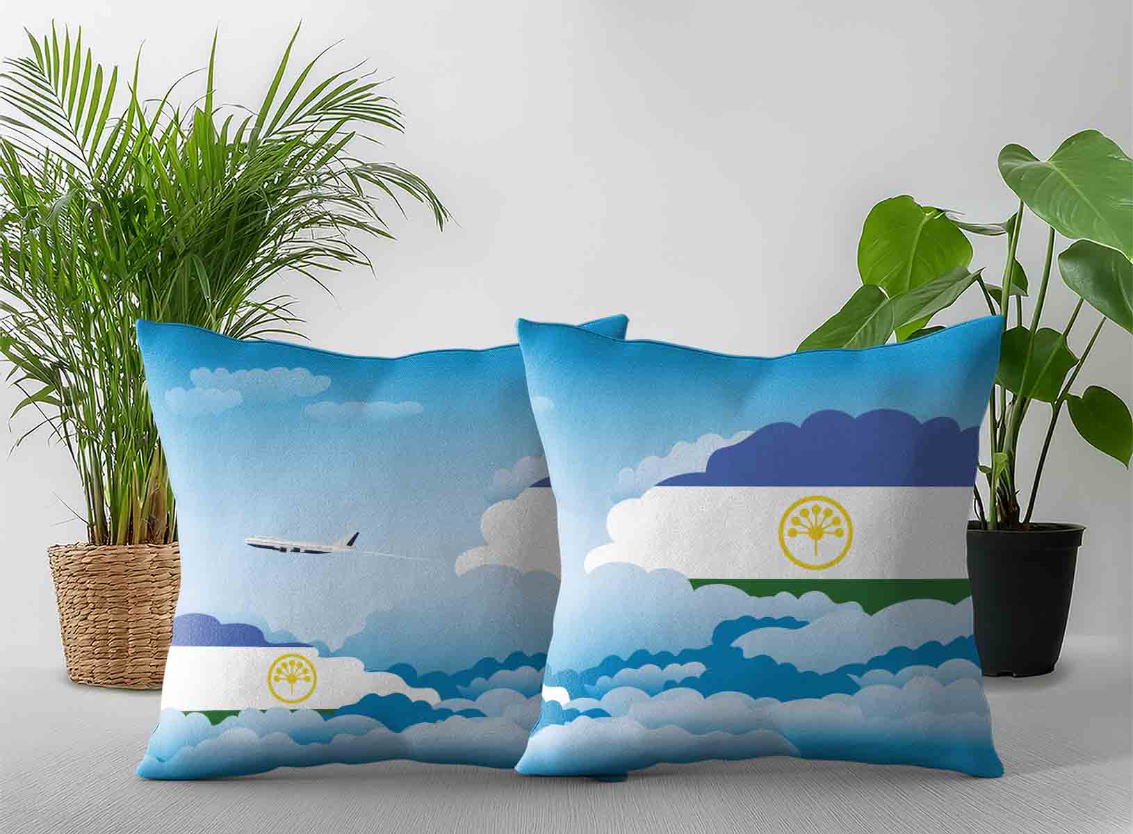 Bashkortostan World Airplane Day Clouds Square & Rectangle Pillow Cases | Aviation Sky Travel Decorative Throw Pillow Covers