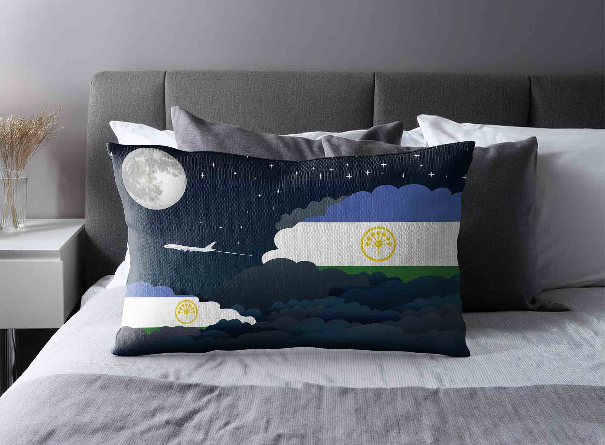 Bashkortostan World Airplane Night Clouds Square & Rectangle Pillow Cases | Aviation Night Sky Decorative Throw Pillow Covers image 2