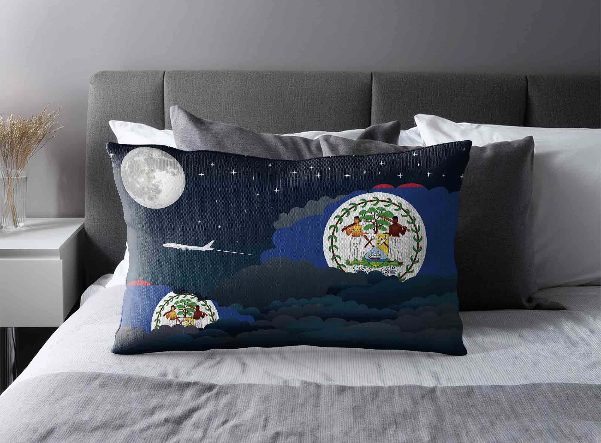 Belize World Airplane Night Clouds Square & Rectangle Pillow Cases | Aviation Night Sky Decorative Throw Pillow Covers image 2