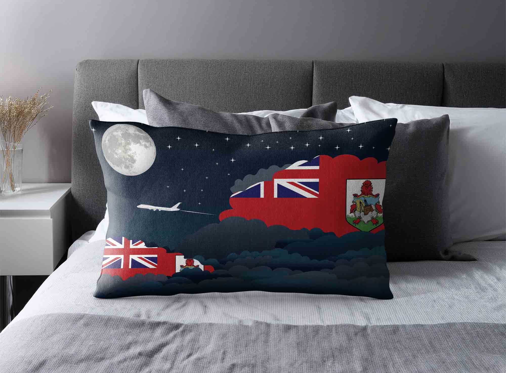 Bermuda World Airplane Night Clouds Square & Rectangle Pillow Cases | Aviation Night Sky Decorative Throw Pillow Covers image 2