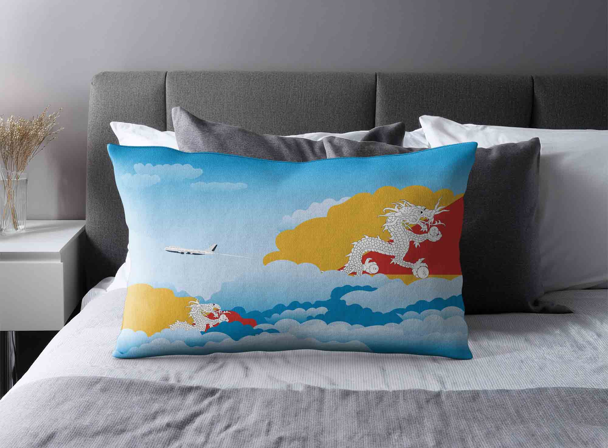 Bhutan World Airplane Day Clouds Square & Rectangle Pillow Cases | Aviation Sky Travel Decorative Throw Pillow Covers image 2