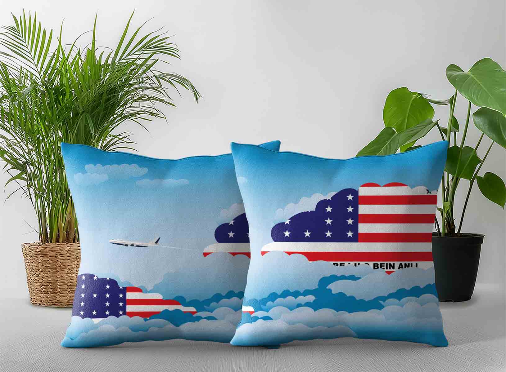 Bikini Atoll World Airplane Day Clouds Square & Rectangle Pillow Cases | Aviation Sky Travel Decorative Throw Pillow Covers