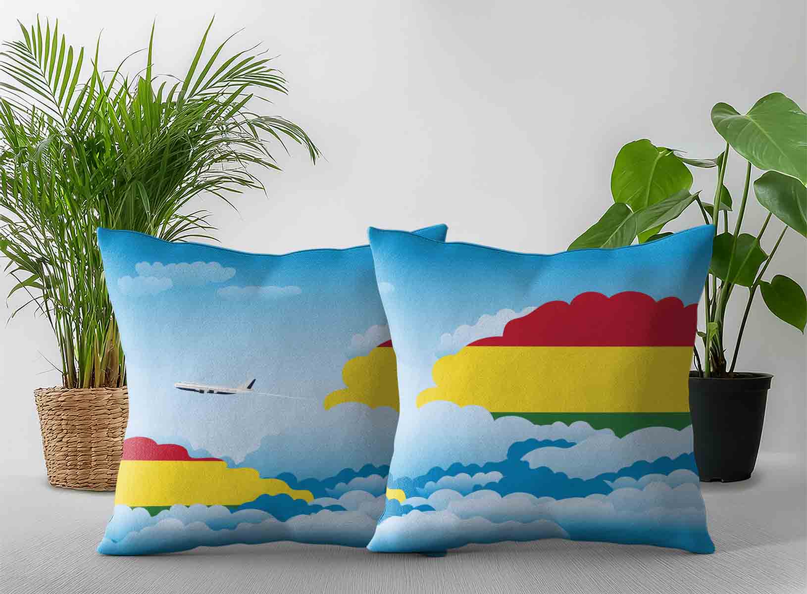 Bolivia World Airplane Day Clouds Square & Rectangle Pillow Cases | Aviation Sky Travel Decorative Throw Pillow Covers