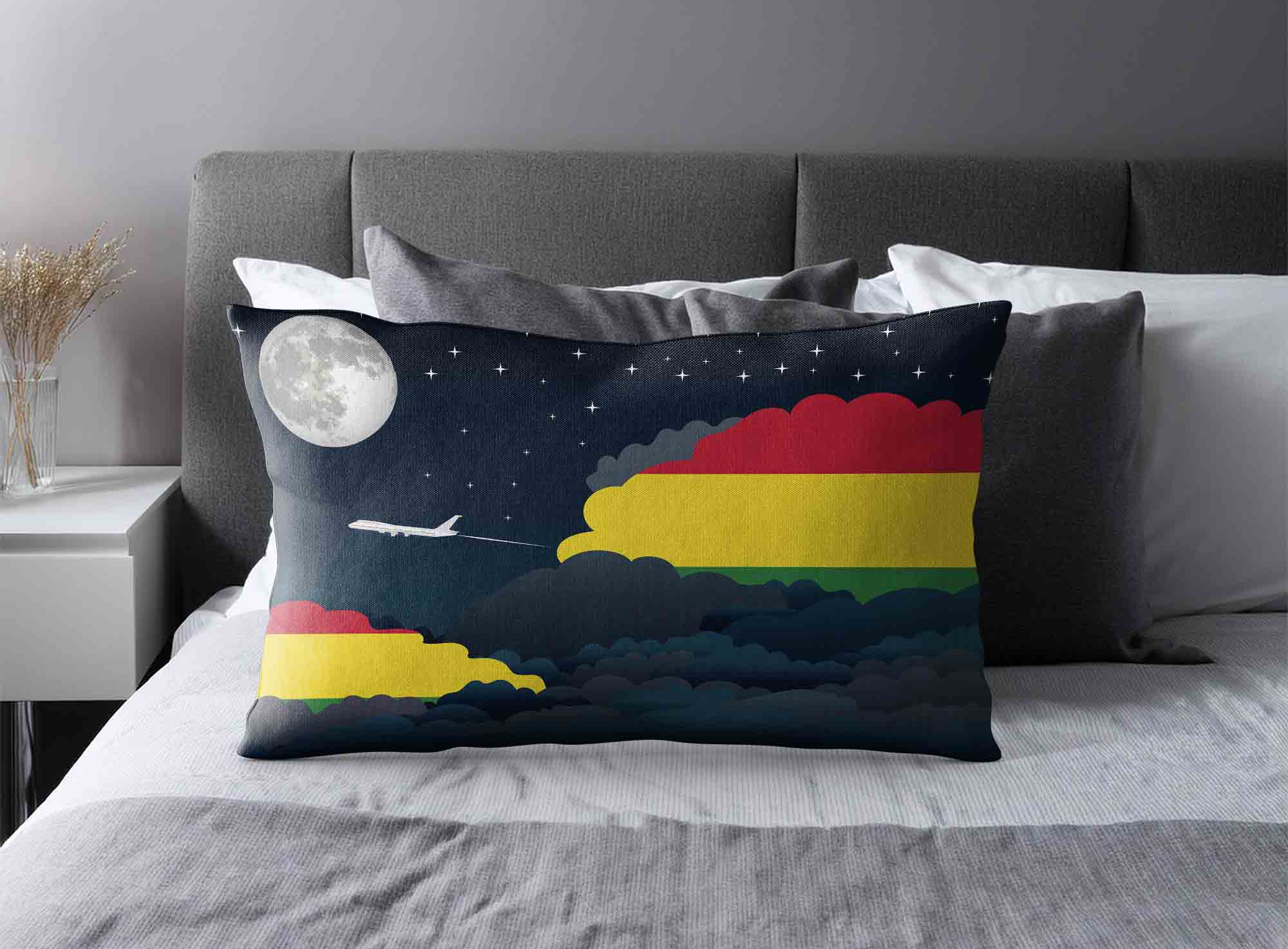 Bolivia World Airplane Night Clouds Square & Rectangle Pillow Cases | Aviation Night Sky Decorative Throw Pillow Covers image 2