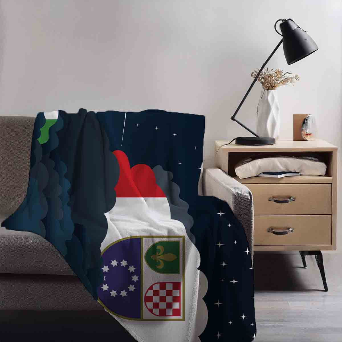 Bosnia Case and Herzegovina Federation of Night Clouds Blanket Throw