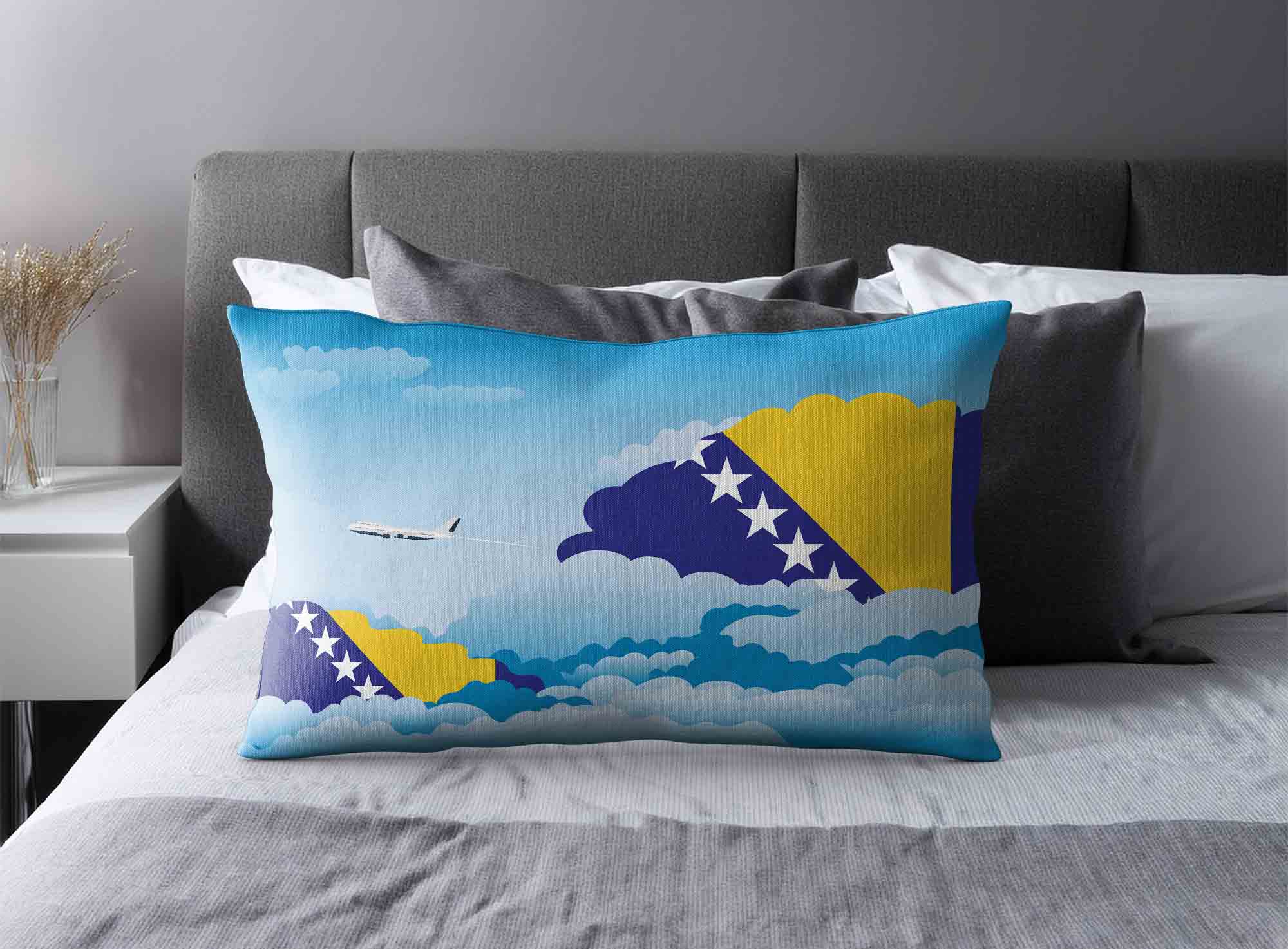 Bosnia Case and Herzegovina World Airplane Day Clouds Square & Rectangle Pillow Cases | Aviation Sky Travel Decorative Throw Pillow Covers image 2