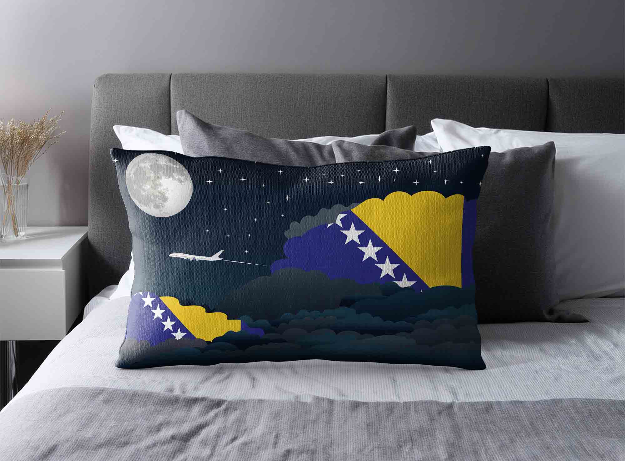 Bosnia Case and Herzegovina World Airplane Night Clouds Square & Rectangle Pillow Cases | Aviation Night Sky Decorative Throw Pillow Covers image 2