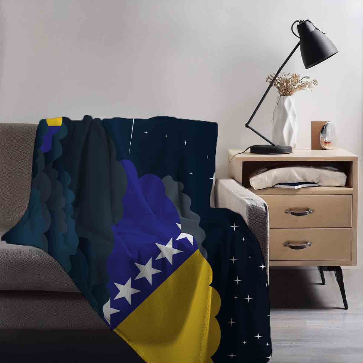 Bosnia Case and Herzegovina Night Clouds Blanket Throw