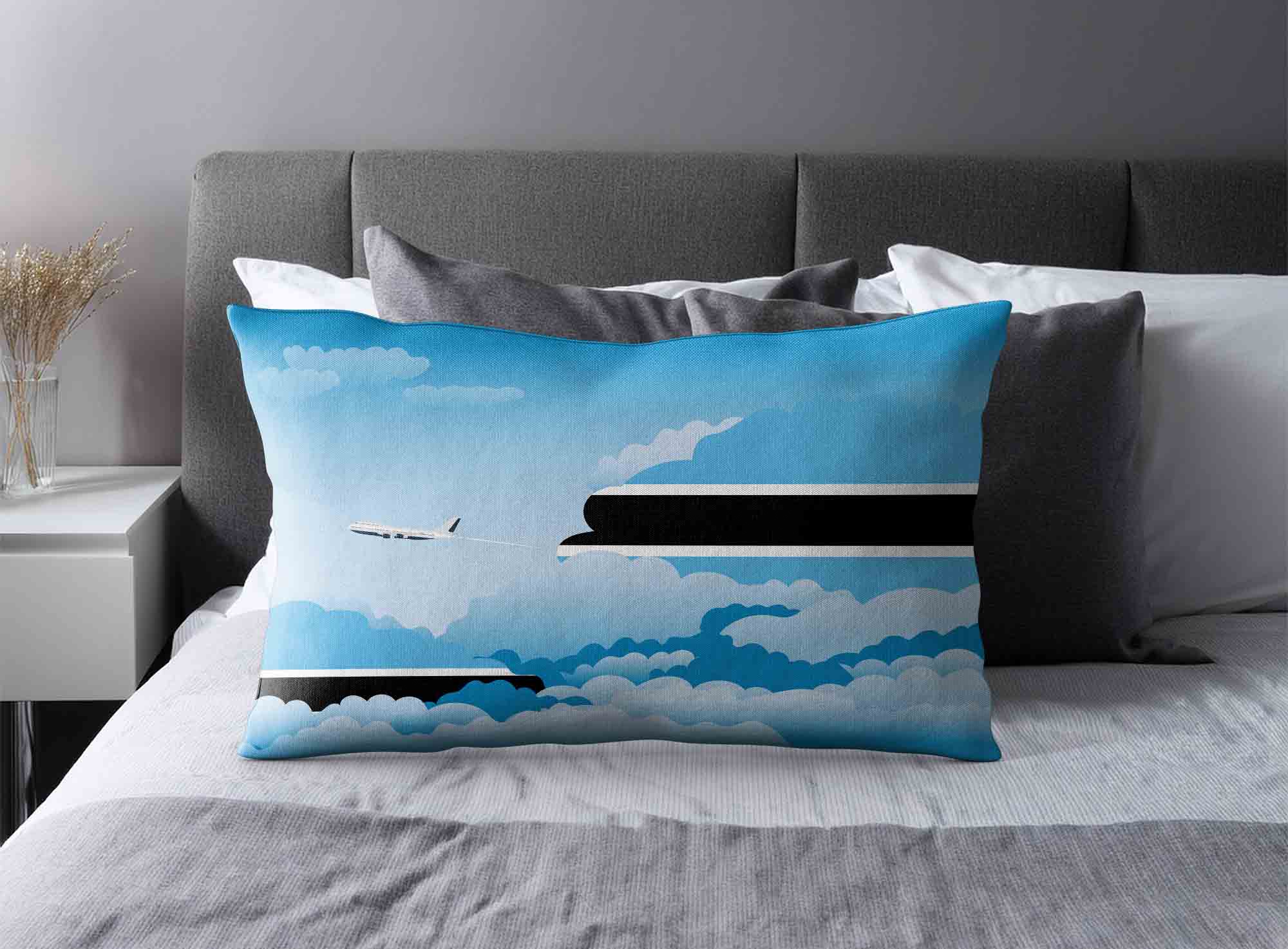 Botswana World Airplane Day Clouds Square & Rectangle Pillow Cases | Aviation Sky Travel Decorative Throw Pillow Covers image 2