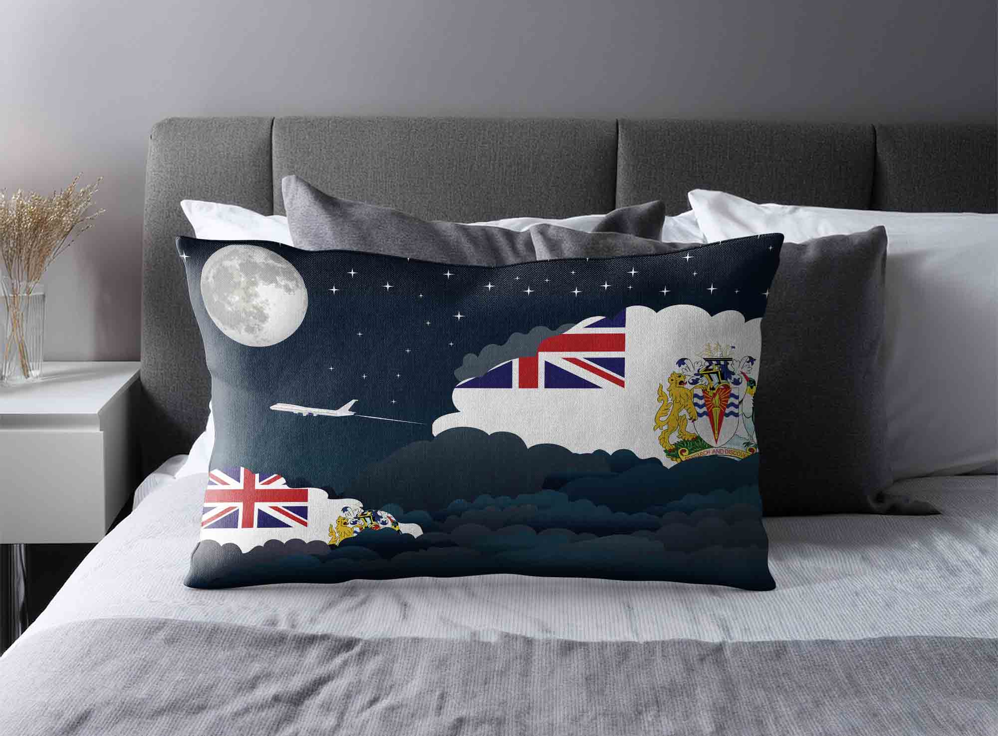 British Antarctic Territory World Airplane Night Clouds Square & Rectangle Pillow Cases | Aviation Night Sky Decorative Throw Pillow Covers image 2