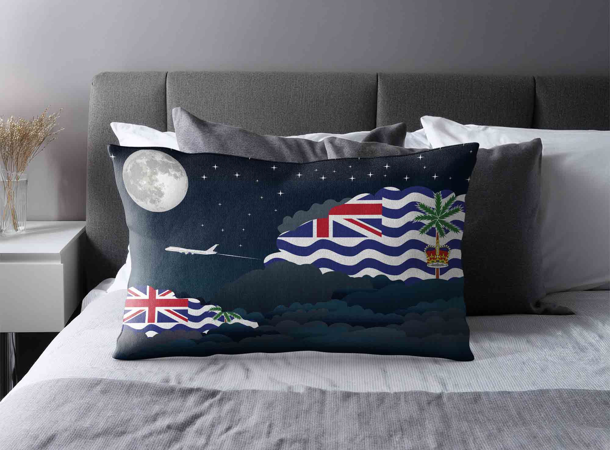 British Indian Ocean Territory World Airplane Night Clouds Square & Rectangle Pillow Cases | Aviation Night Sky Decorative Throw Pillow Covers image 2