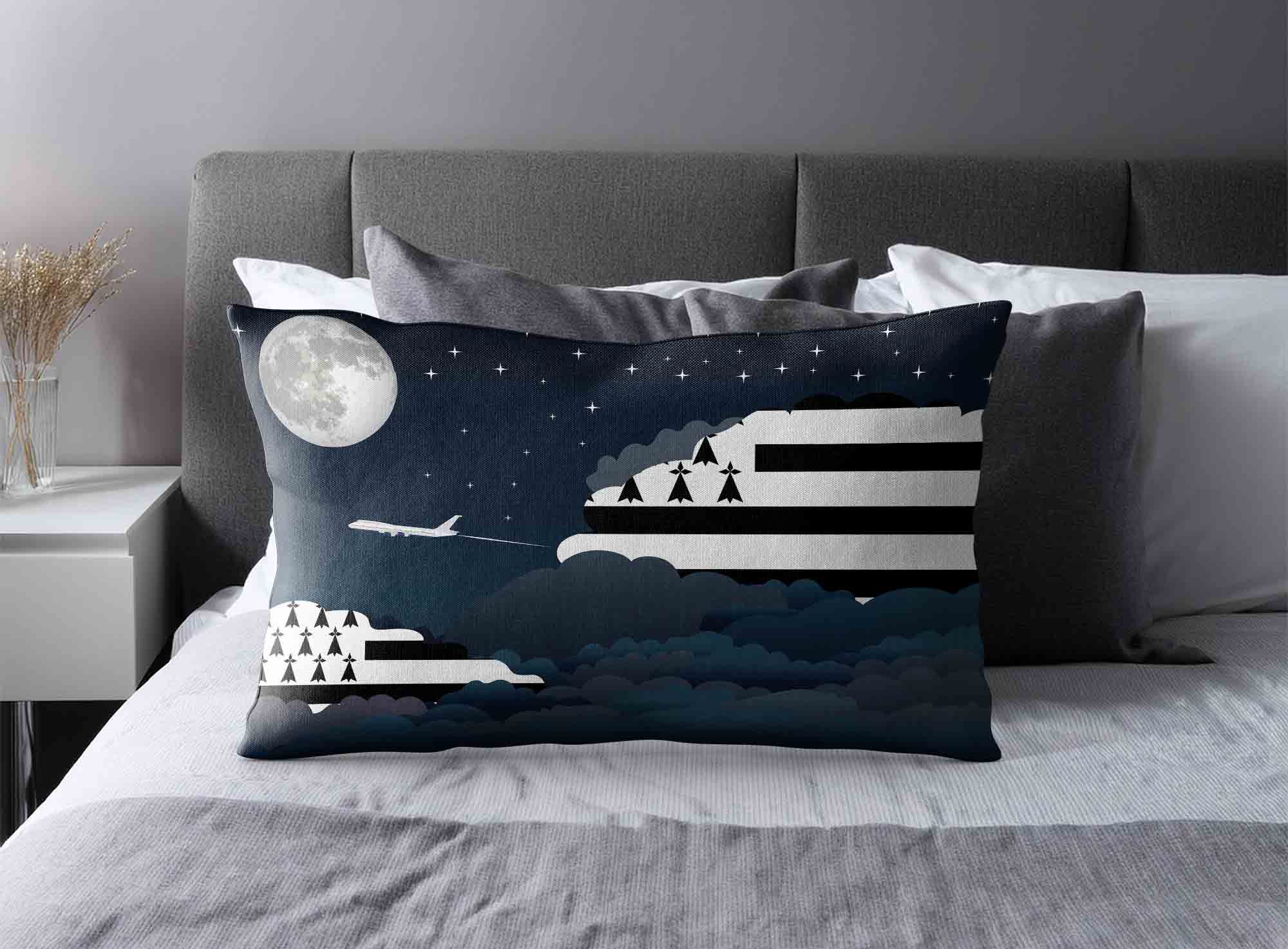 Brittany World Airplane Night Clouds Square & Rectangle Pillow Cases | Aviation Night Sky Decorative Throw Pillow Covers image 2