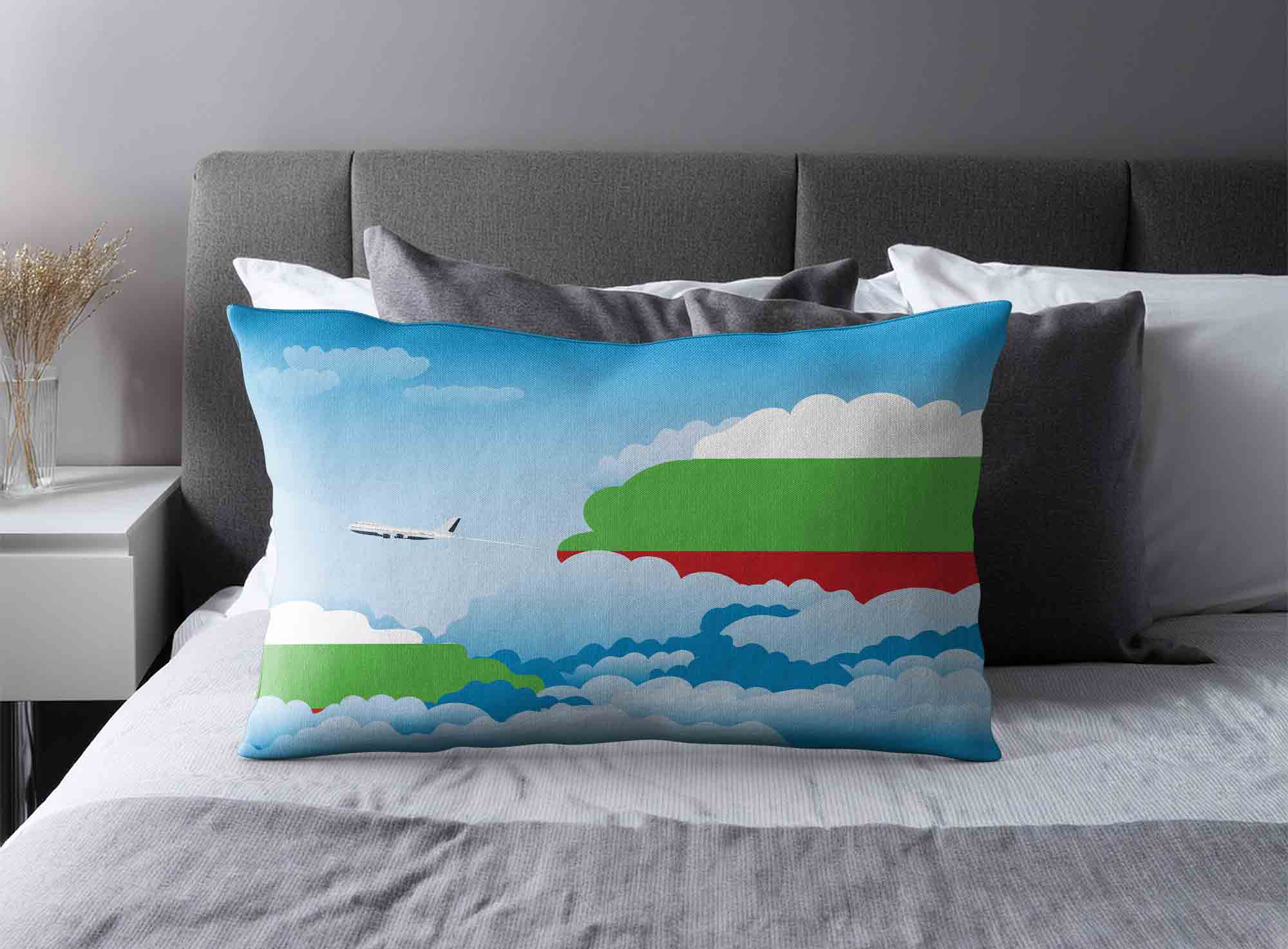 Bulgaria World Airplane Day Clouds Square & Rectangle Pillow Cases | Aviation Sky Travel Decorative Throw Pillow Covers image 2