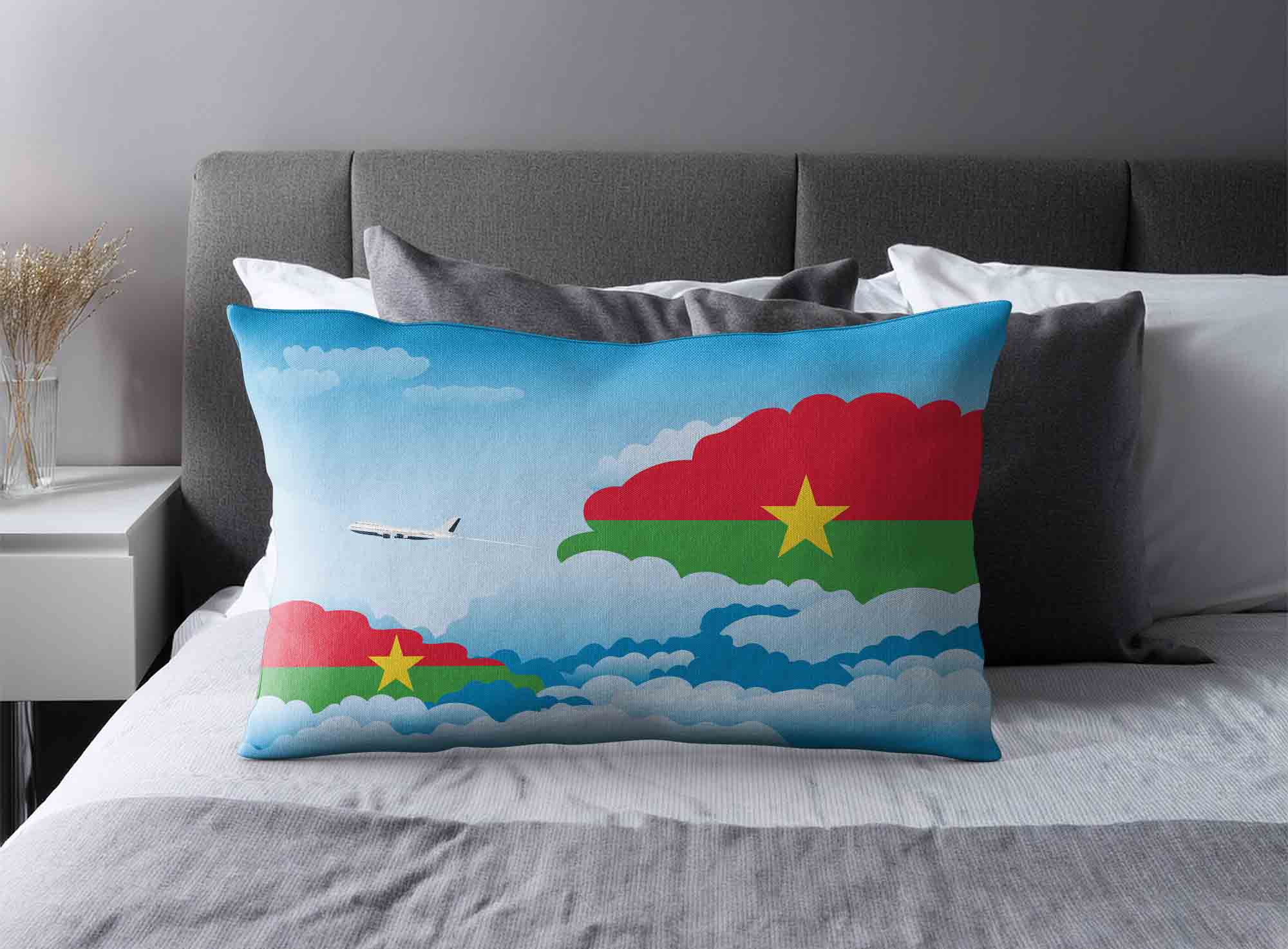 Burkina Faso World Airplane Day Clouds Square & Rectangle Pillow Cases | Aviation Sky Travel Decorative Throw Pillow Covers image 2