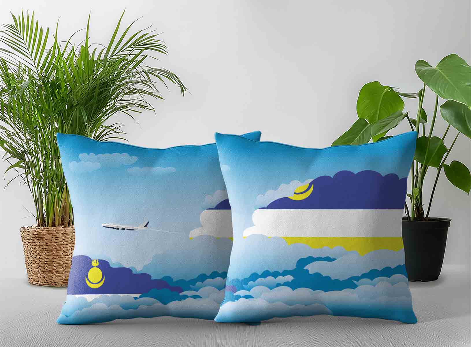 Buryatia World Airplane Day Clouds Square & Rectangle Pillow Cases | Aviation Sky Travel Decorative Throw Pillow Covers