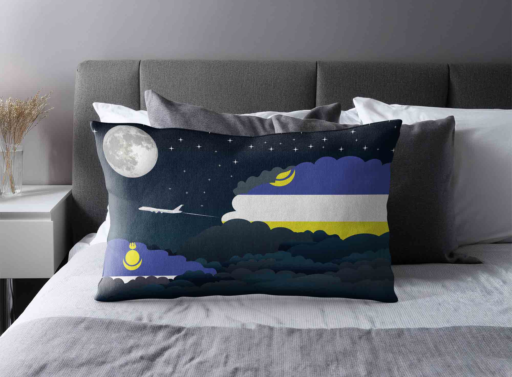 Buryatia World Airplane Night Clouds Square & Rectangle Pillow Cases | Aviation Night Sky Decorative Throw Pillow Covers image 2