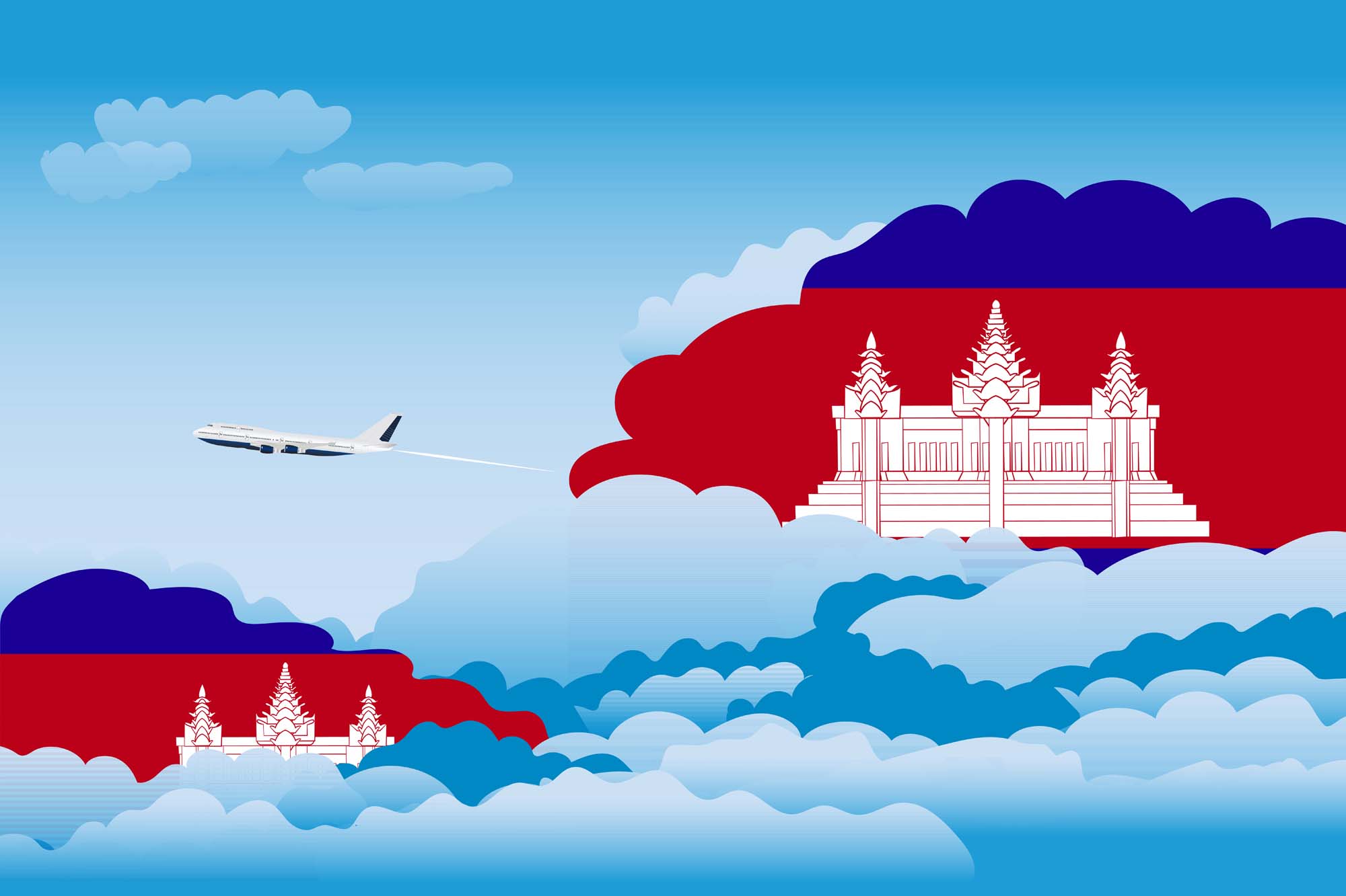 Cambodia Day Clouds Blanket Throw image 2