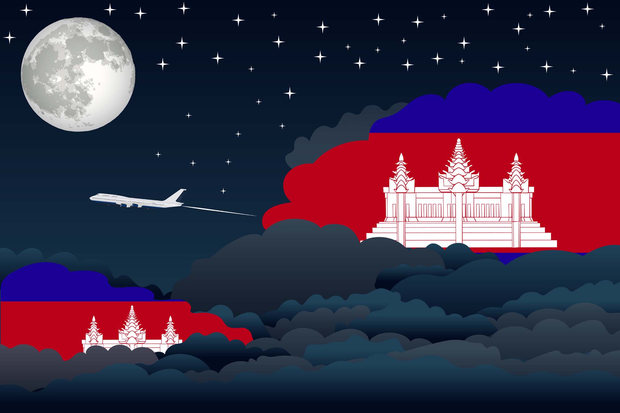 Cambodia Night Clouds Blanket Throw image 2