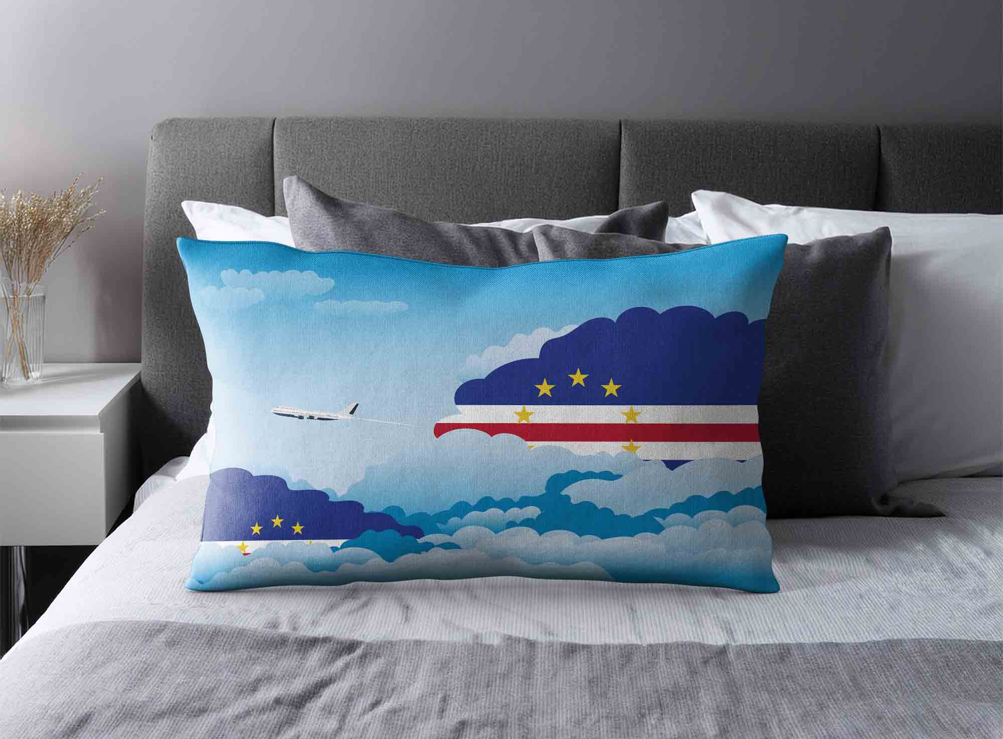 Cape Verde World Airplane Day Clouds Square & Rectangle Pillow Cases | Aviation Sky Travel Decorative Throw Pillow Covers image 2