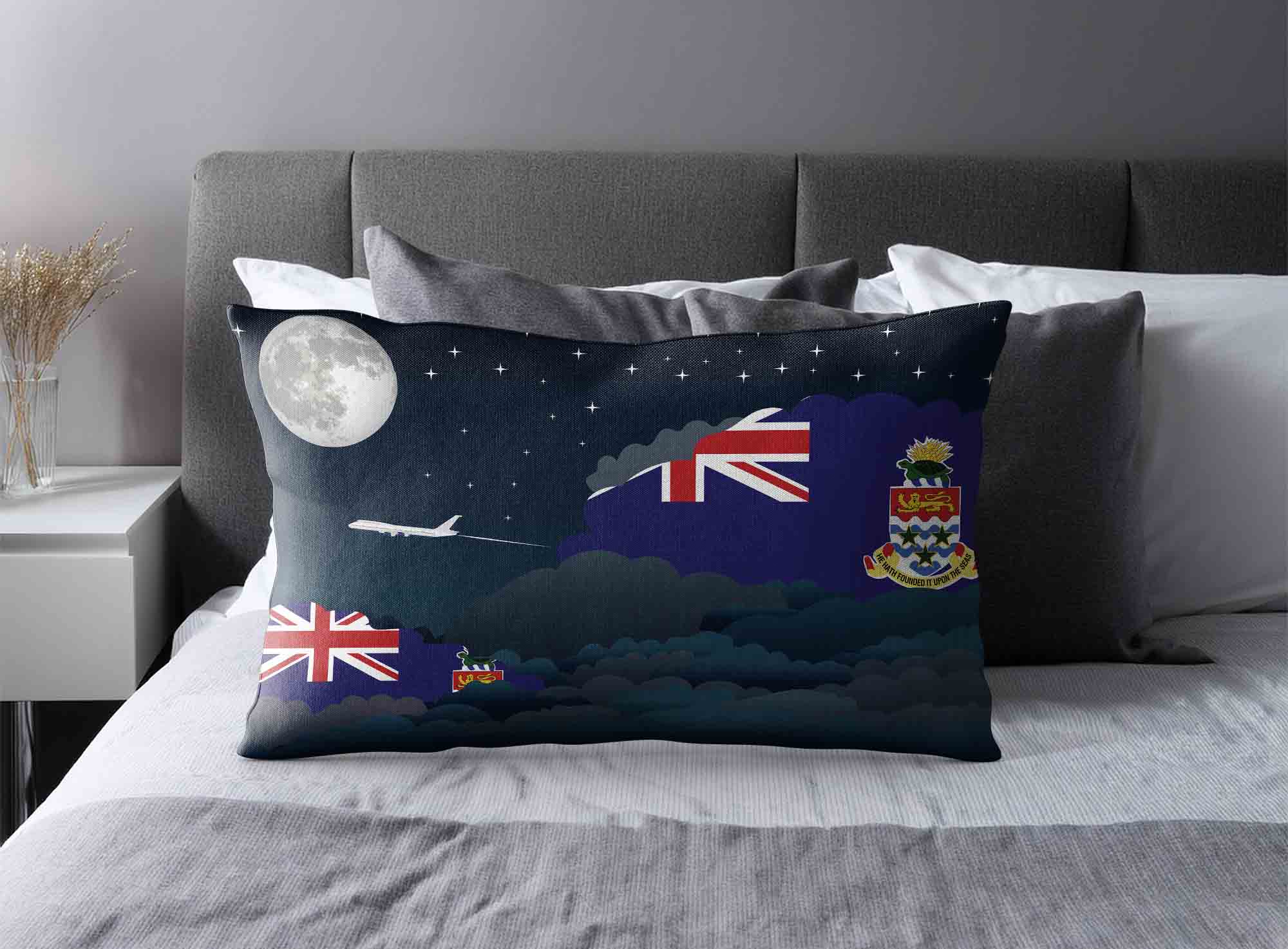 Cayman Islands World Airplane Night Clouds Square & Rectangle Pillow Cases | Aviation Night Sky Decorative Throw Pillow Covers image 2