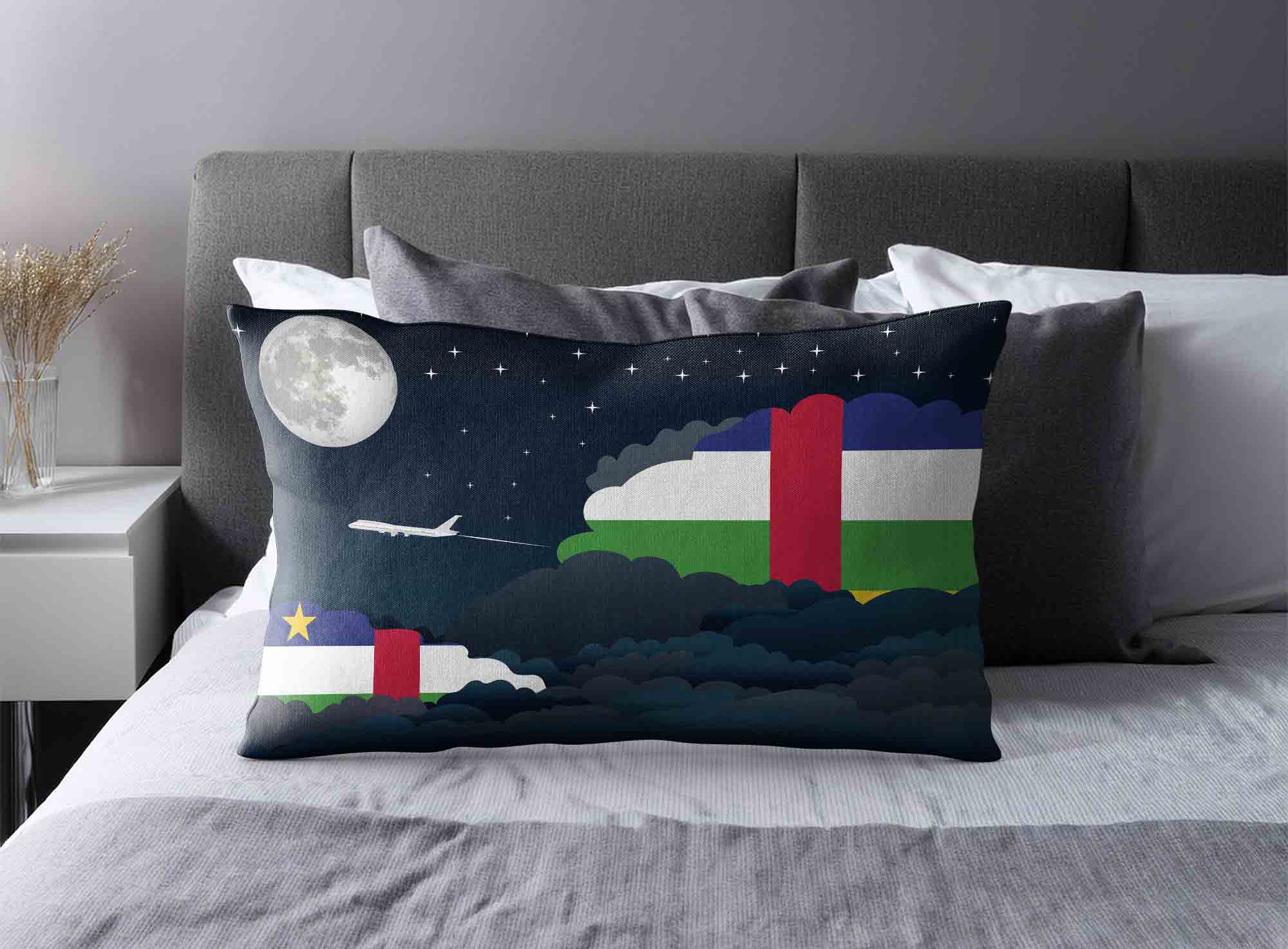 Central African Republic World Airplane Night Clouds Square & Rectangle Pillow Cases | Aviation Night Sky Decorative Throw Pillow Covers image 2