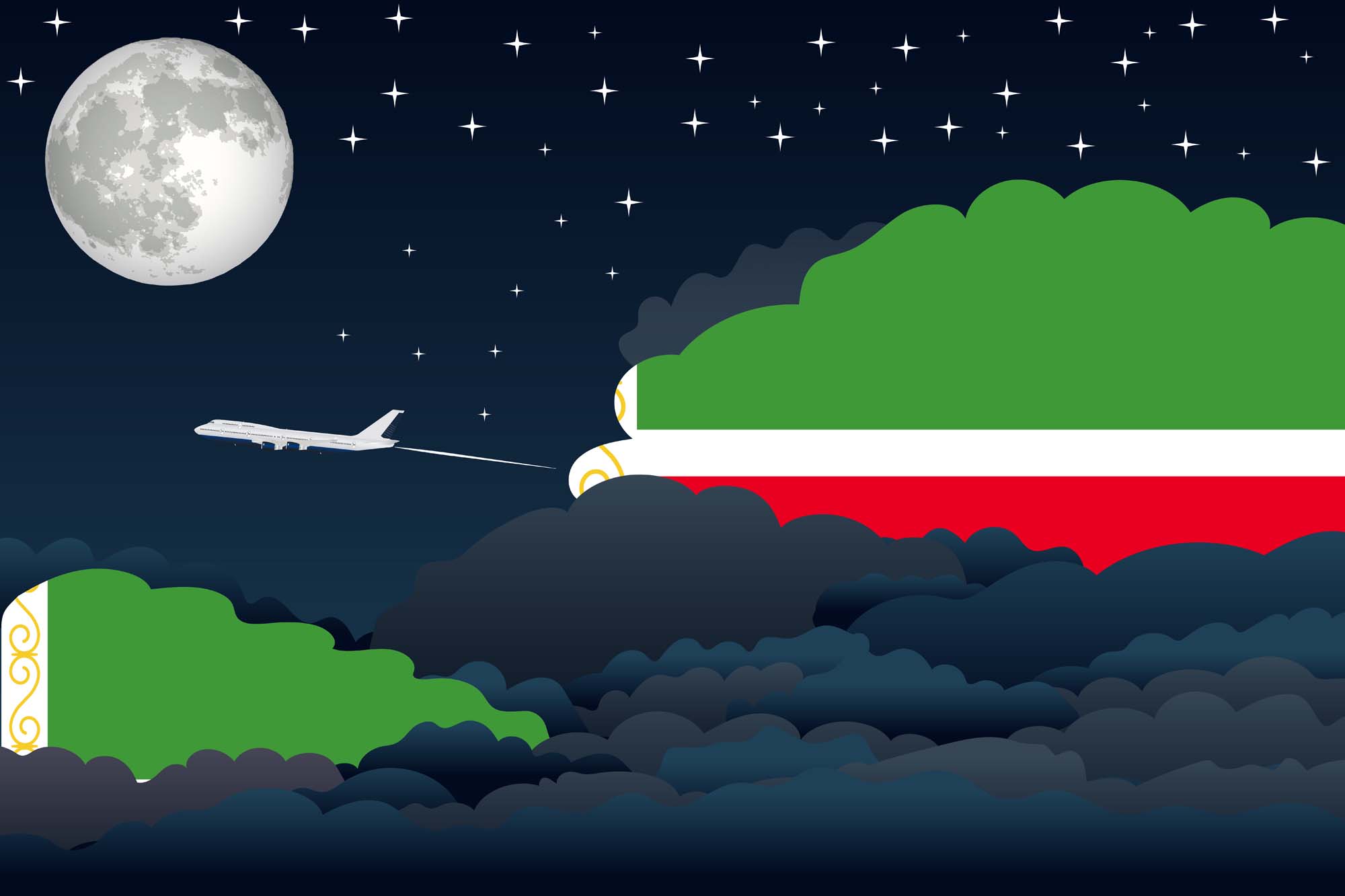 Chechen Republic Night Clouds Blanket Throw image 2