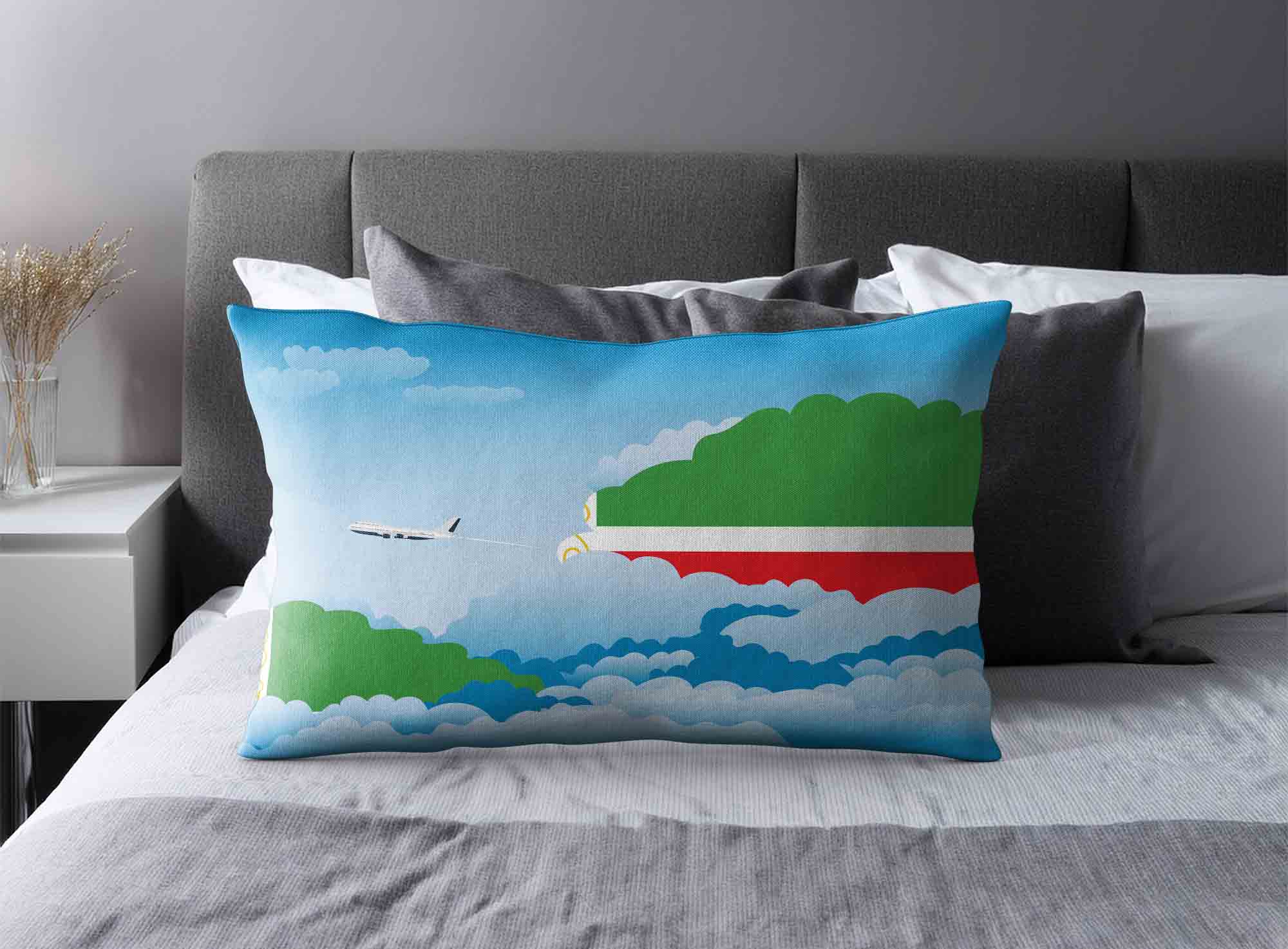 Chechen Republic World Airplane Day Clouds Square & Rectangle Pillow Cases | Aviation Sky Travel Decorative Throw Pillow Covers image 2