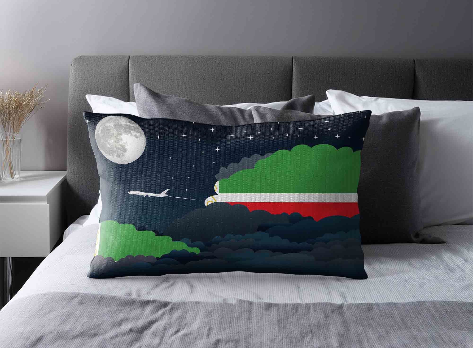 Chechen Republic World Airplane Night Clouds Square & Rectangle Pillow Cases | Aviation Night Sky Decorative Throw Pillow Covers image 2