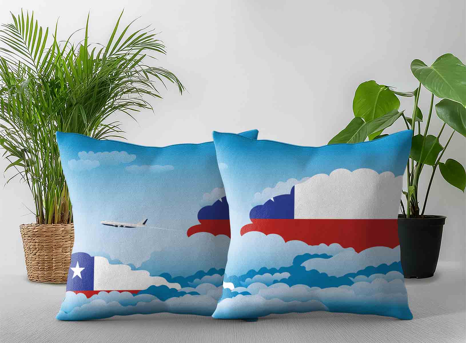 Chile World Airplane Day Clouds Square & Rectangle Pillow Cases | Aviation Sky Travel Decorative Throw Pillow Covers