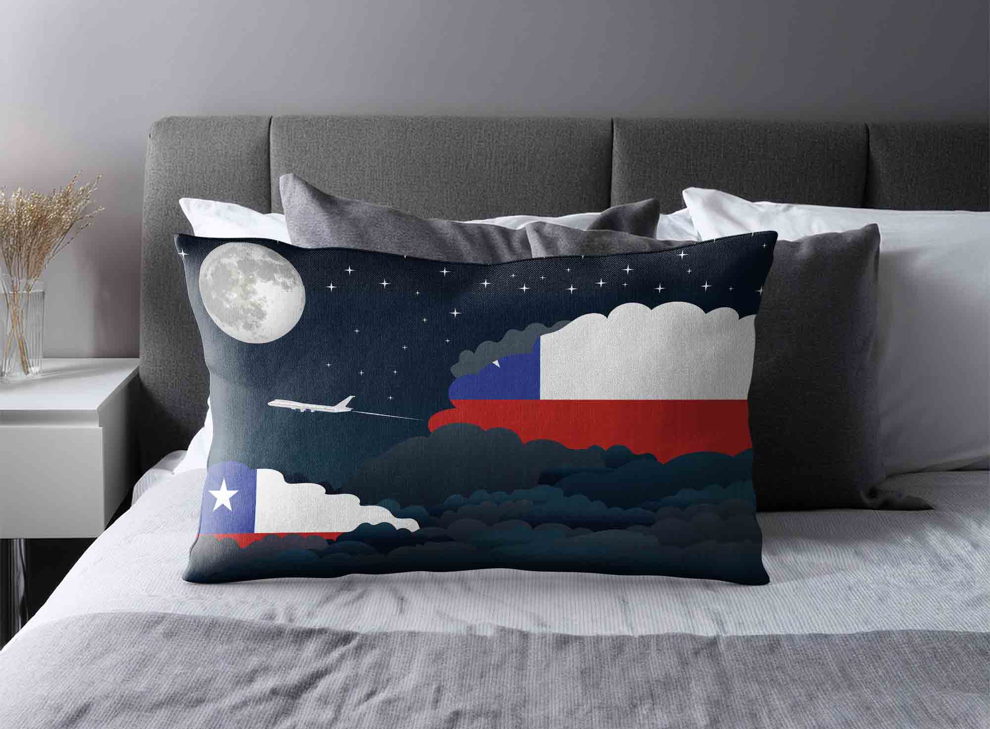 Chile World Airplane Night Clouds Square & Rectangle Pillow Cases | Aviation Night Sky Decorative Throw Pillow Covers image 2