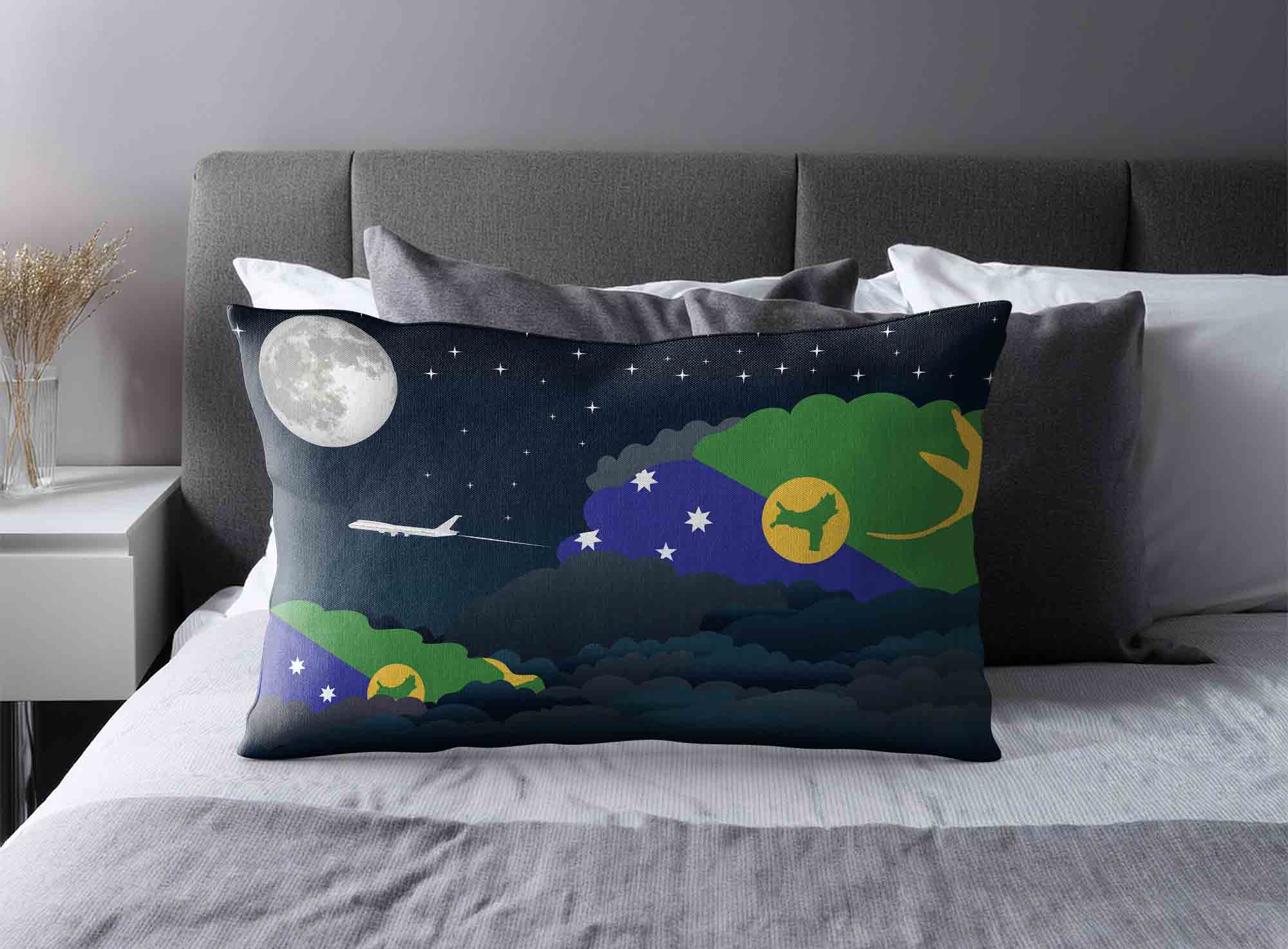 Christmas Island World Airplane Night Clouds Square & Rectangle Pillow Cases | Aviation Night Sky Decorative Throw Pillow Covers image 2