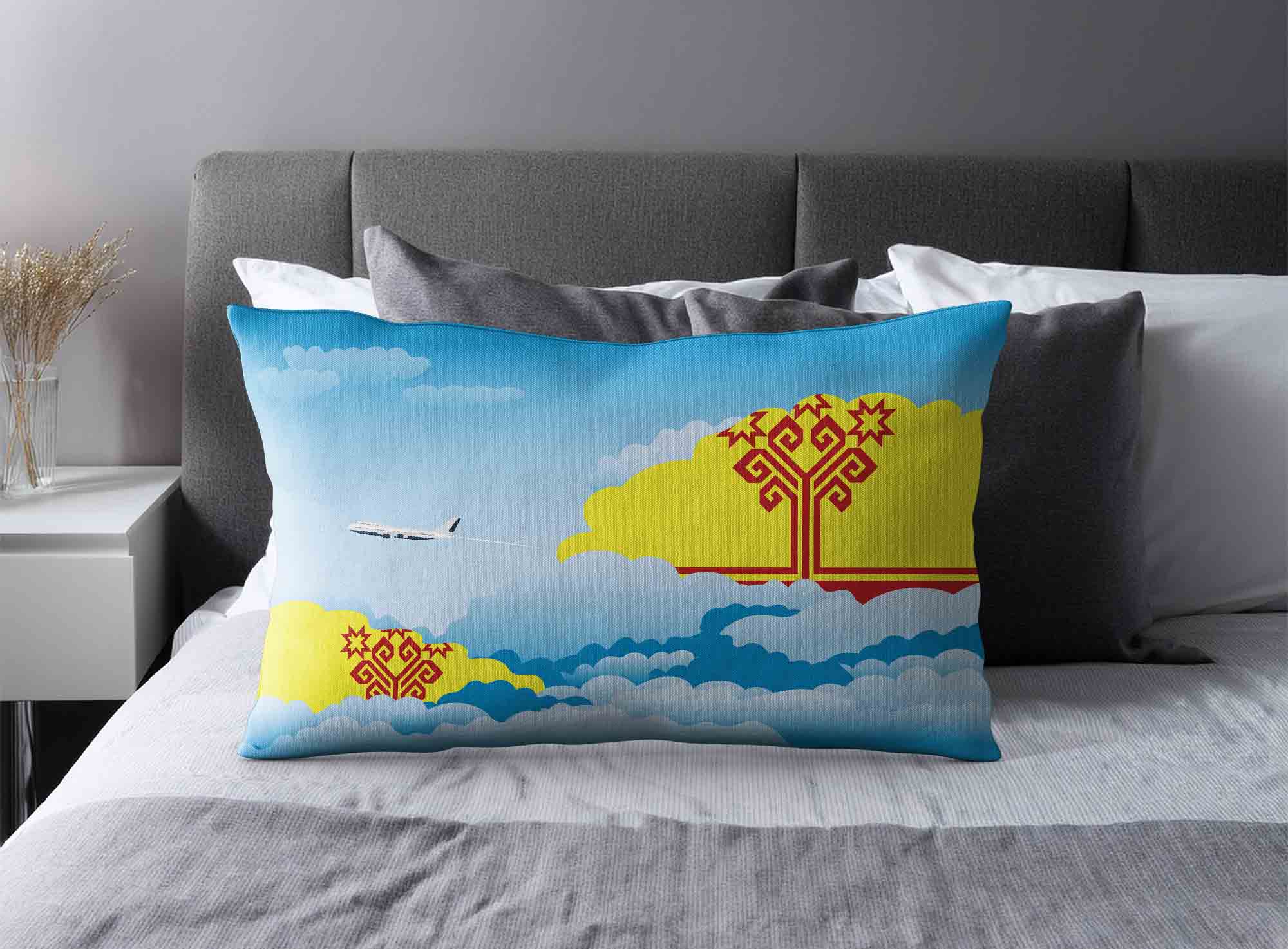 Chuvashia World Airplane Day Clouds Square & Rectangle Pillow Cases | Aviation Sky Travel Decorative Throw Pillow Covers image 2