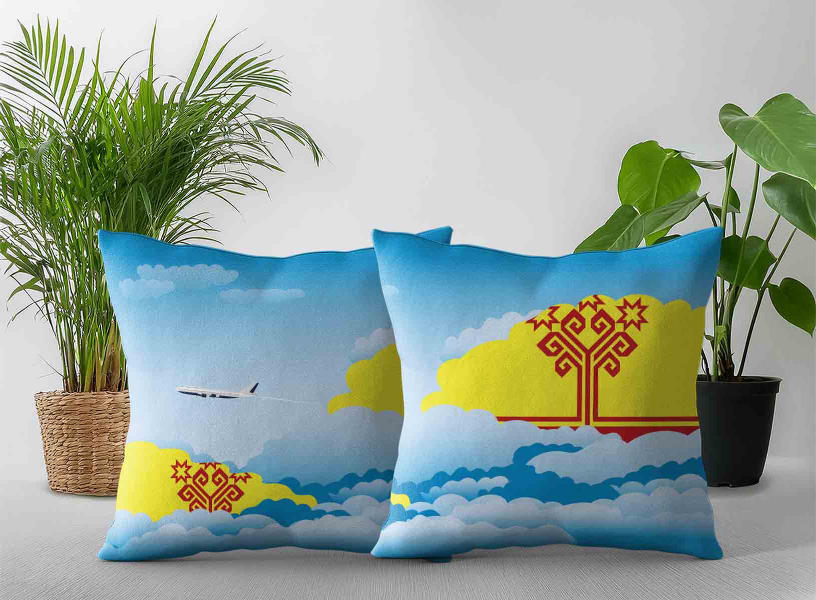 Chuvashia World Airplane Day Clouds Square & Rectangle Pillow Cases | Aviation Sky Travel Decorative Throw Pillow Covers
