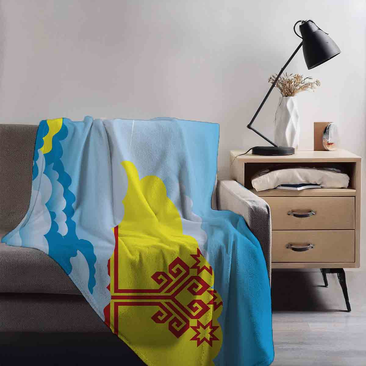 Chuvashia Day Clouds Blanket Throw