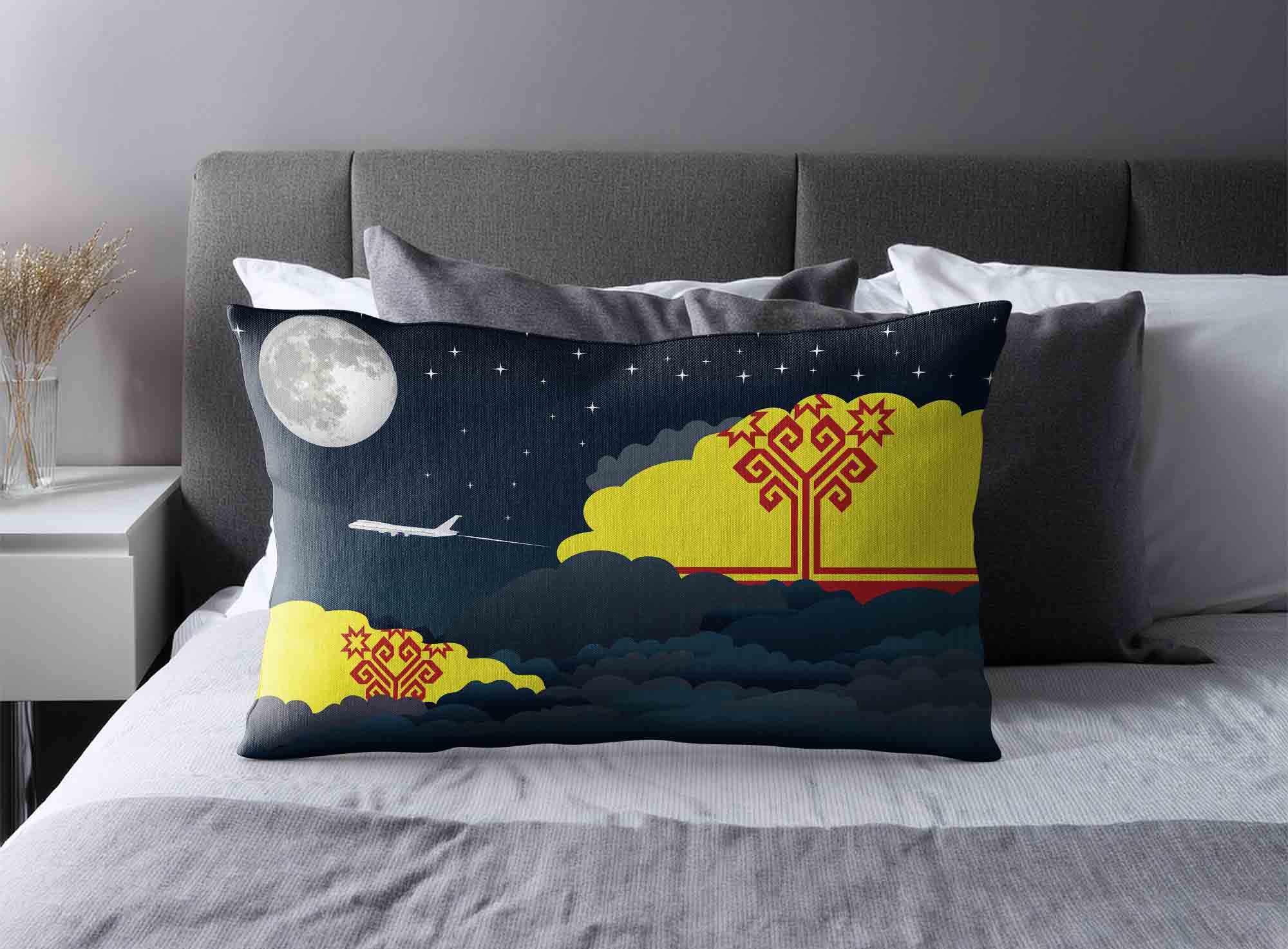 Chuvashia World Airplane Night Clouds Square & Rectangle Pillow Cases | Aviation Night Sky Decorative Throw Pillow Covers image 2