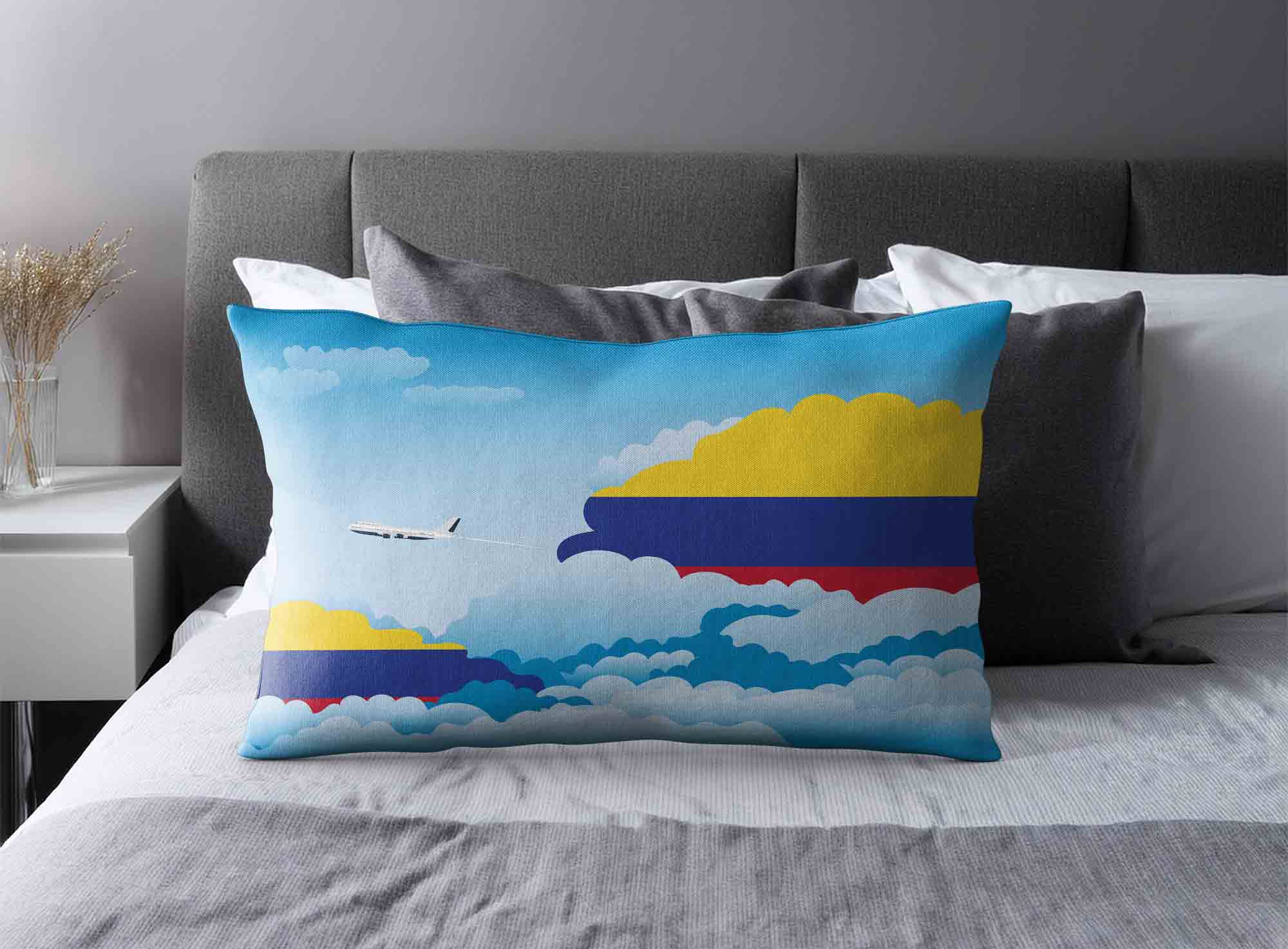 Colombia World Airplane Day Clouds Square & Rectangle Pillow Cases | Aviation Sky Travel Decorative Throw Pillow Covers image 2