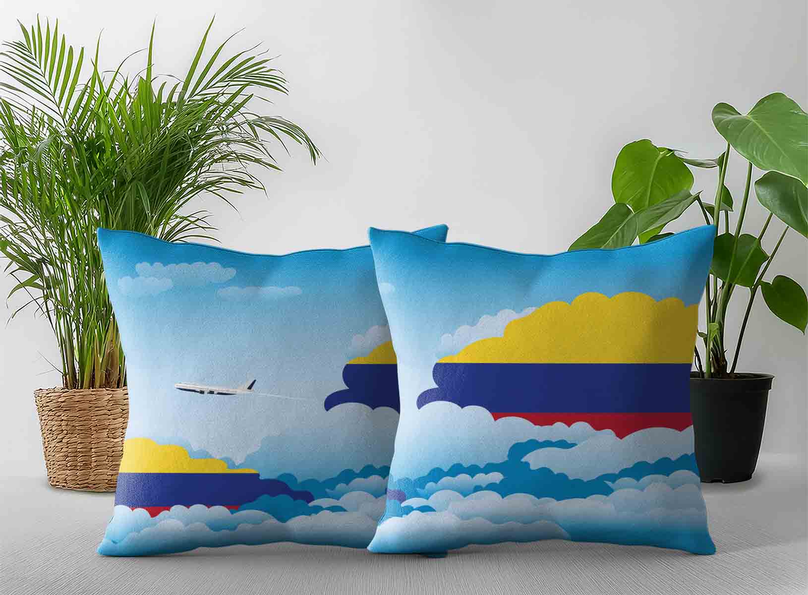 Colombia World Airplane Day Clouds Square & Rectangle Pillow Cases | Aviation Sky Travel Decorative Throw Pillow Covers