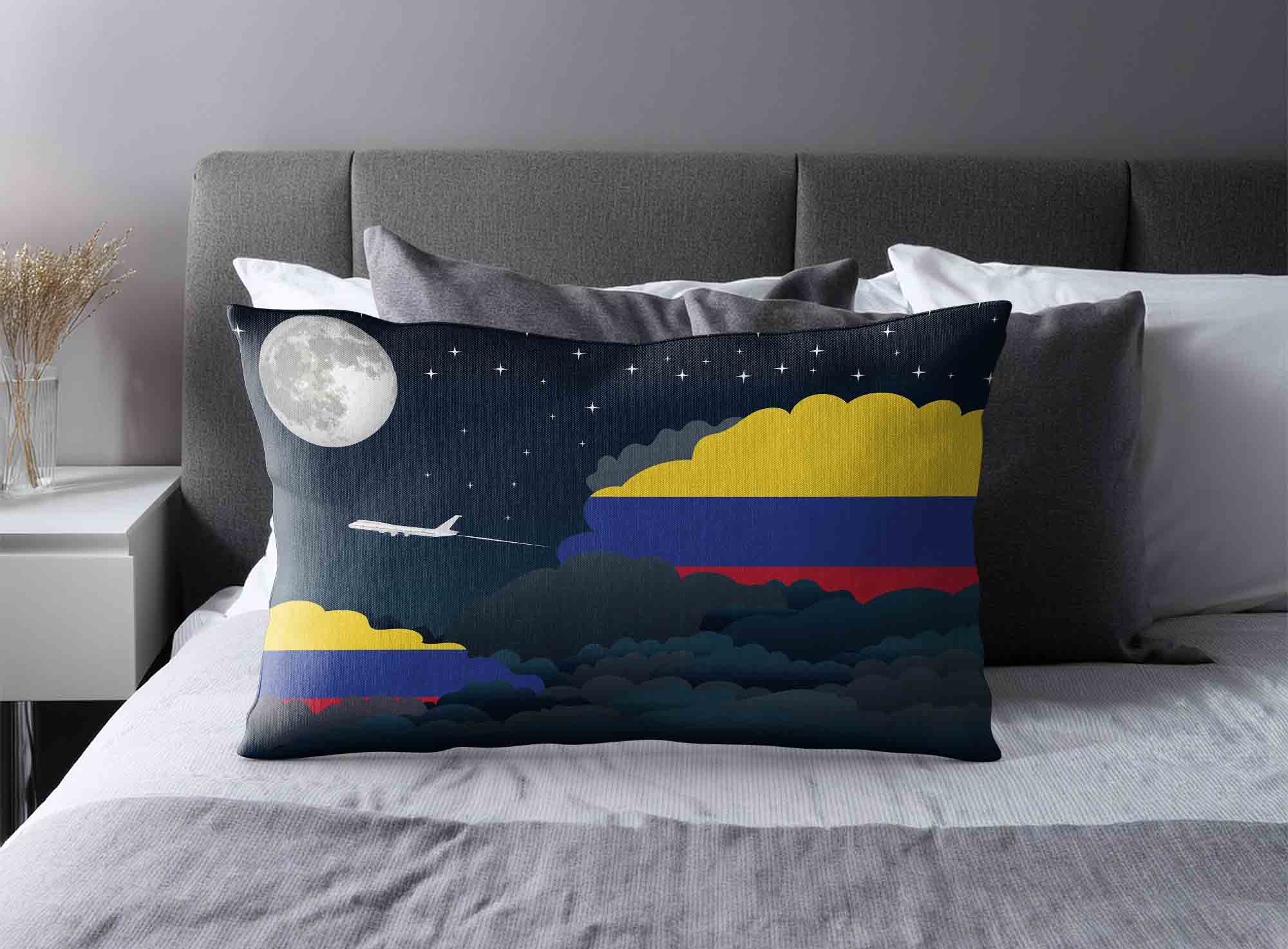 Colombia World Airplane Night Clouds Square & Rectangle Pillow Cases | Aviation Night Sky Decorative Throw Pillow Covers image 2