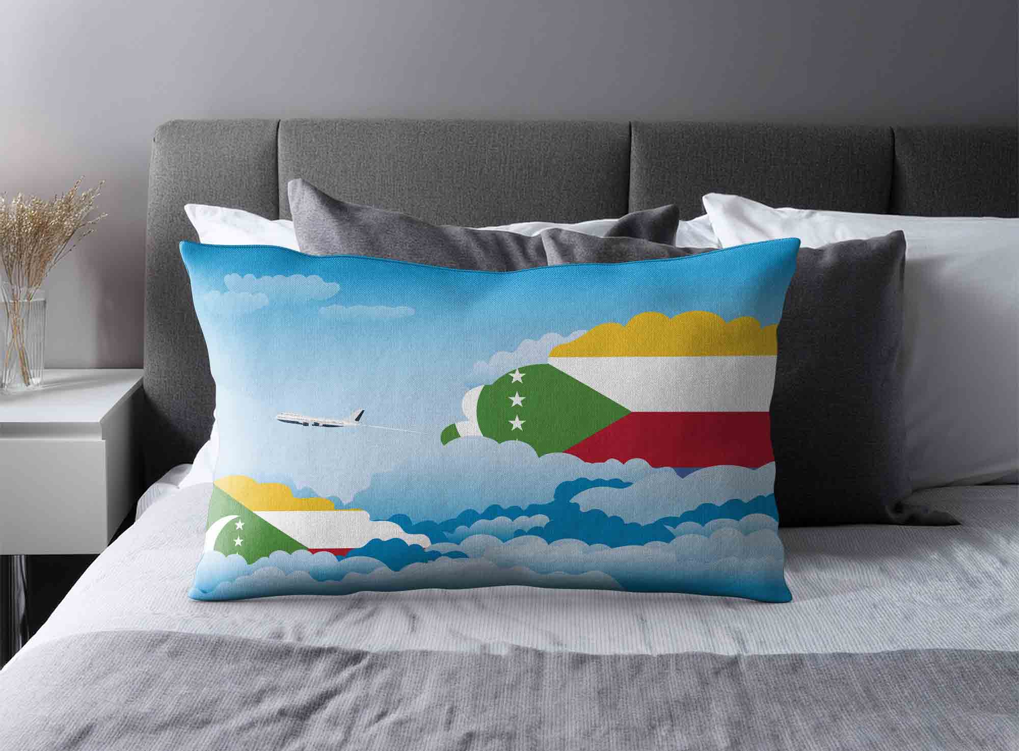 Comoros World Airplane Day Clouds Square & Rectangle Pillow Cases | Aviation Sky Travel Decorative Throw Pillow Covers image 2