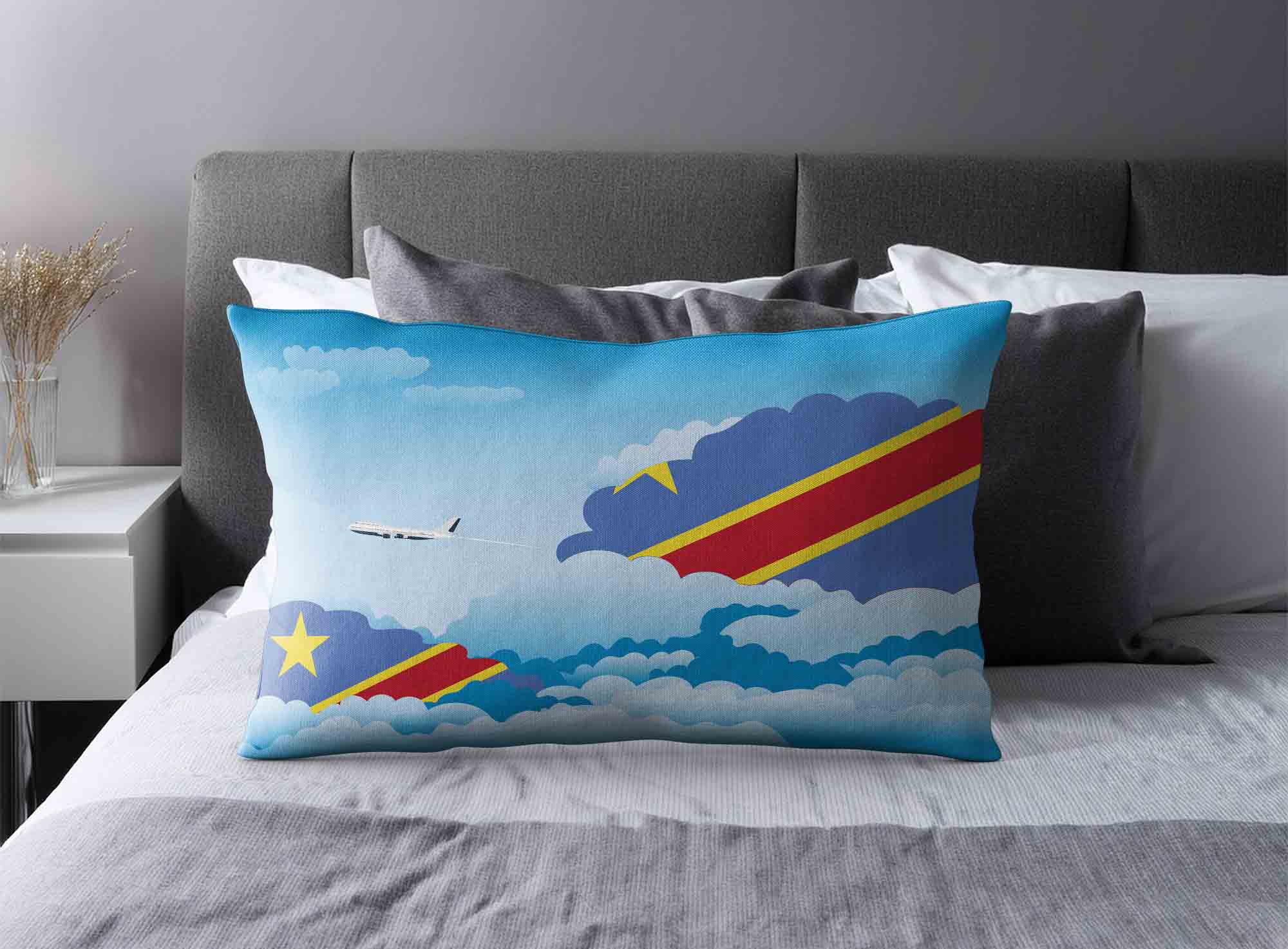 Congo Democratic Republic of the World Airplane Day Clouds Square & Rectangle Pillow Cases | Aviation Sky Travel Decorative Throw Pillow Covers image 2