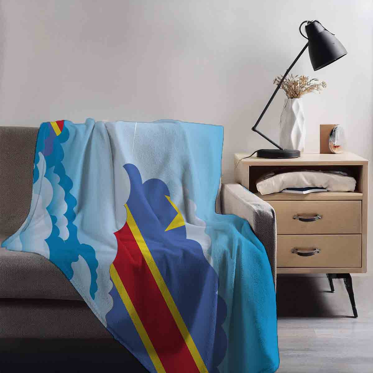 Congo Democratic Republic of the Day Clouds Blanket Throw