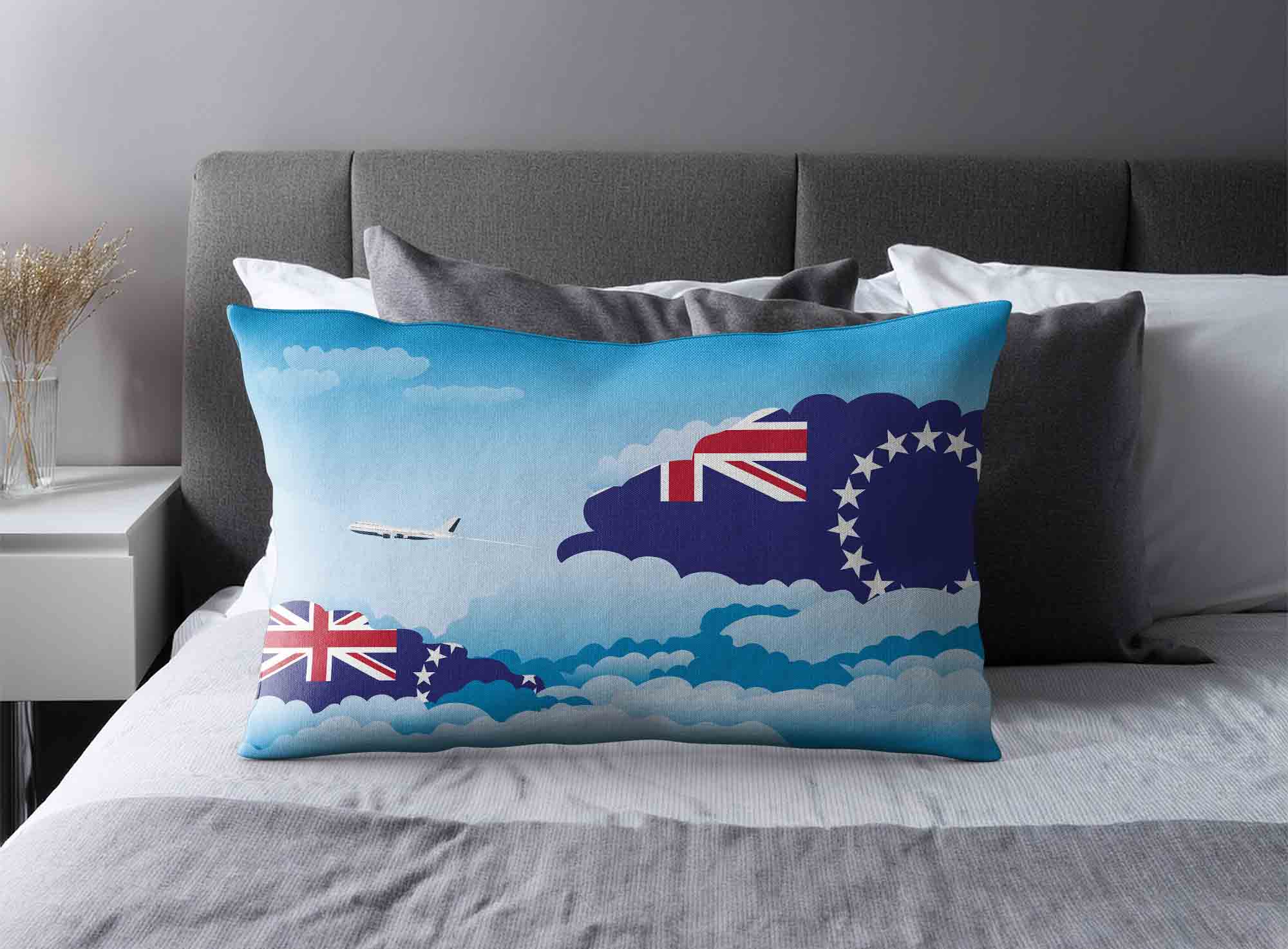 Cook Islands World Airplane Day Clouds Square & Rectangle Pillow Cases | Aviation Sky Travel Decorative Throw Pillow Covers image 2