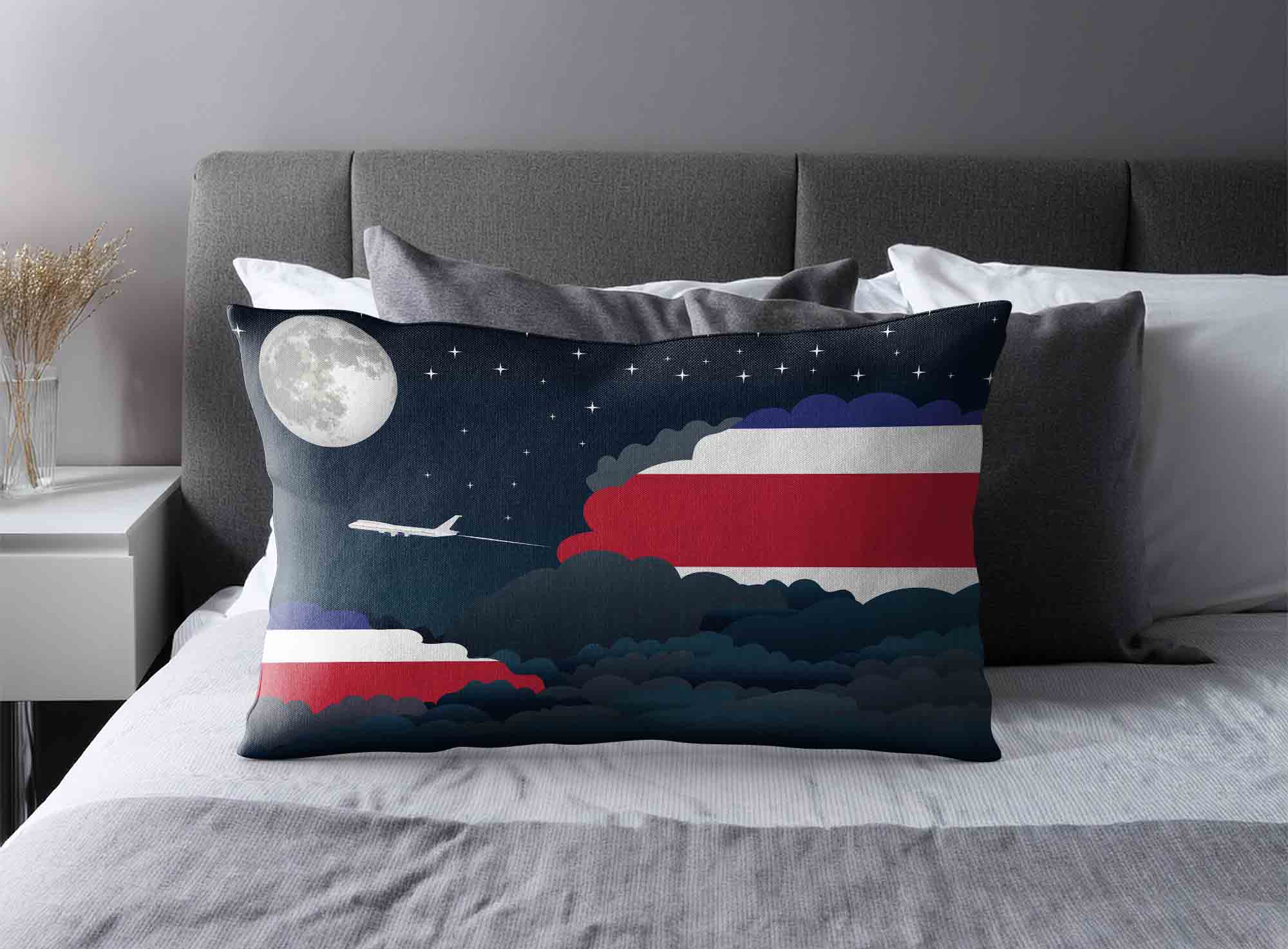 Costa Rica World Airplane Night Clouds Square & Rectangle Pillow Cases | Aviation Night Sky Decorative Throw Pillow Covers image 2
