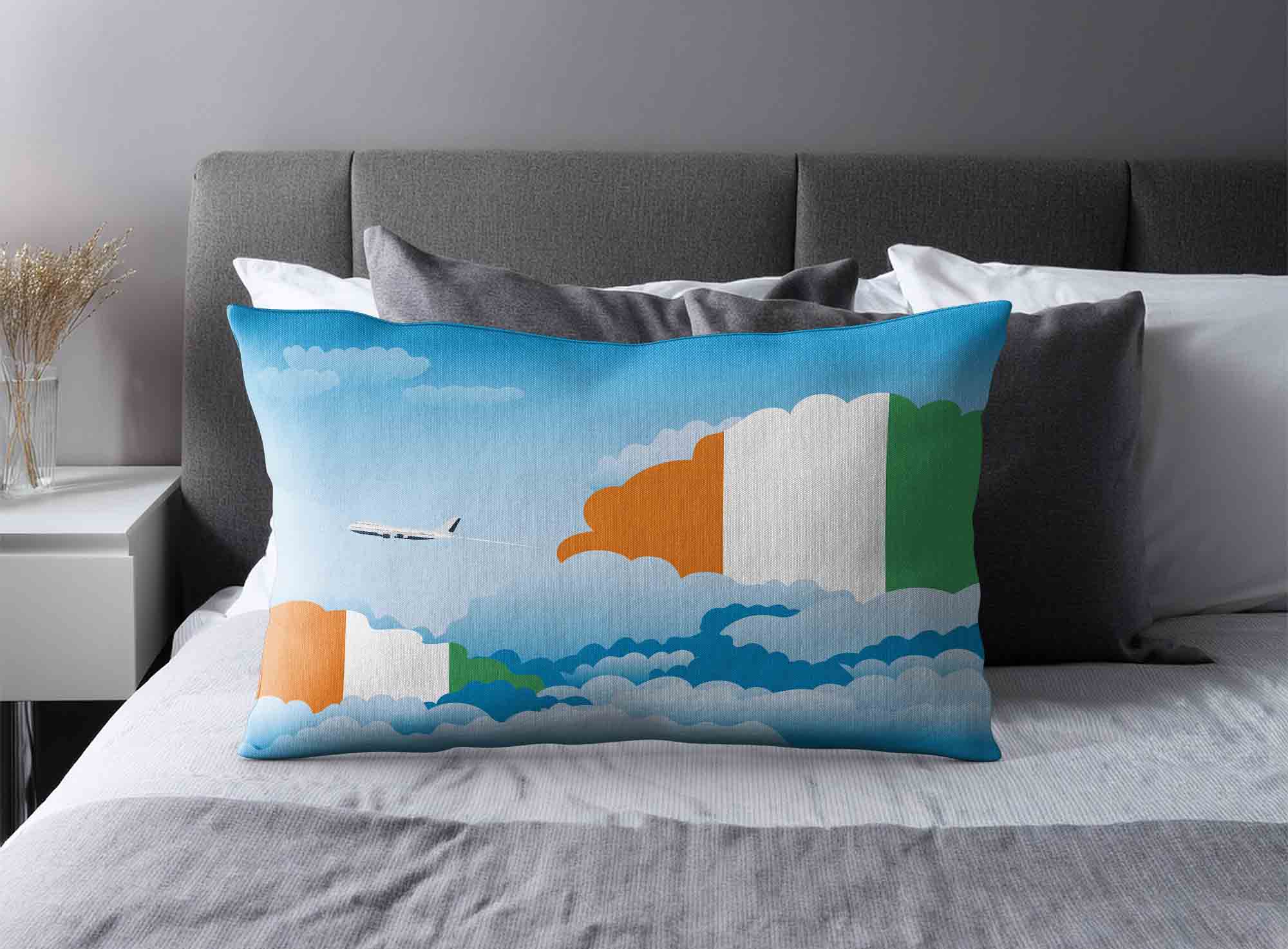 Cote DIvoire World Airplane Day Clouds Square & Rectangle Pillow Cases | Aviation Sky Travel Decorative Throw Pillow Covers image 2