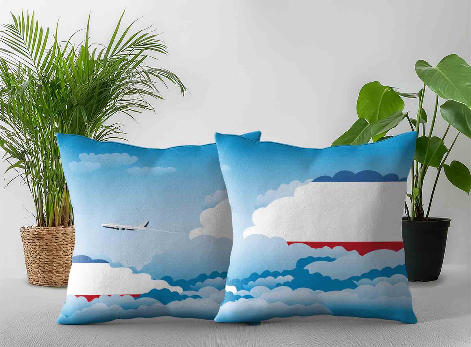 Crimea World Airplane Day Clouds Square & Rectangle Pillow Cases | Aviation Sky Travel Decorative Throw Pillow Covers