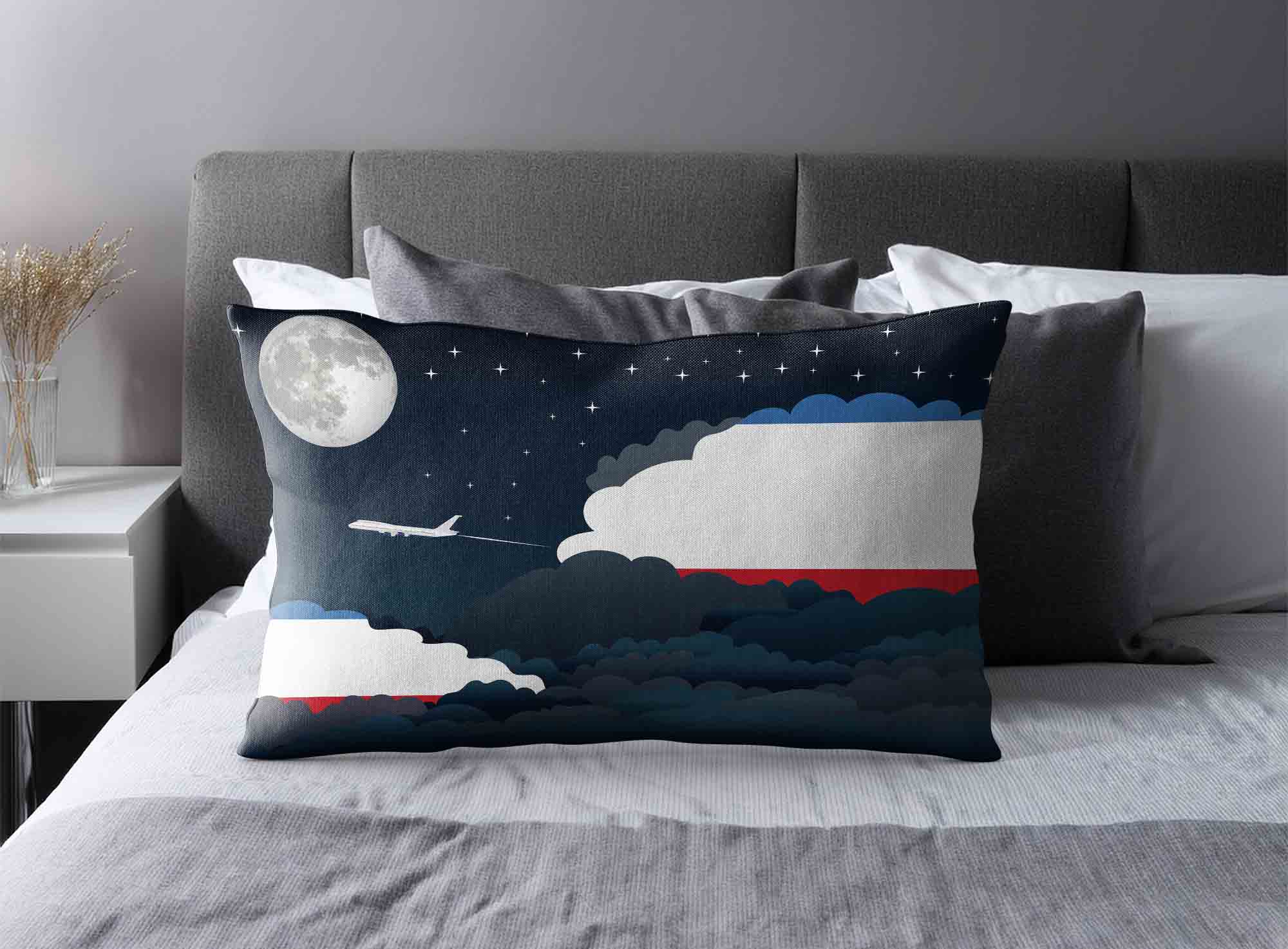 Crimea World Airplane Night Clouds Square & Rectangle Pillow Cases | Aviation Night Sky Decorative Throw Pillow Covers image 2
