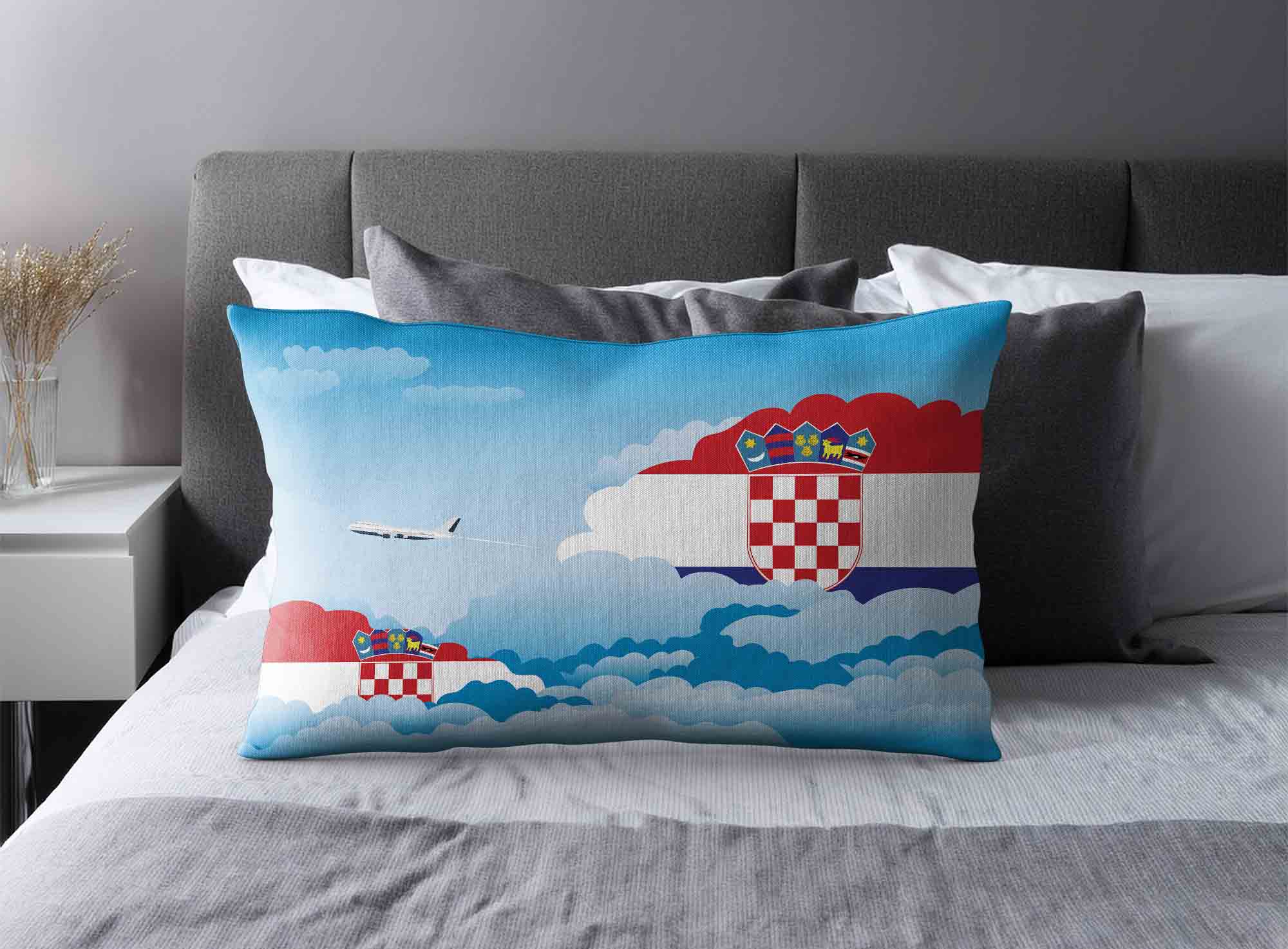 Croatia World Airplane Day Clouds Square & Rectangle Pillow Cases | Aviation Sky Travel Decorative Throw Pillow Covers image 2