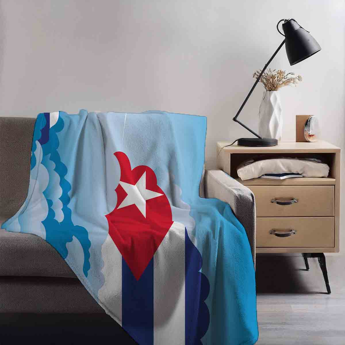 Cuba Day Clouds Blanket Throw