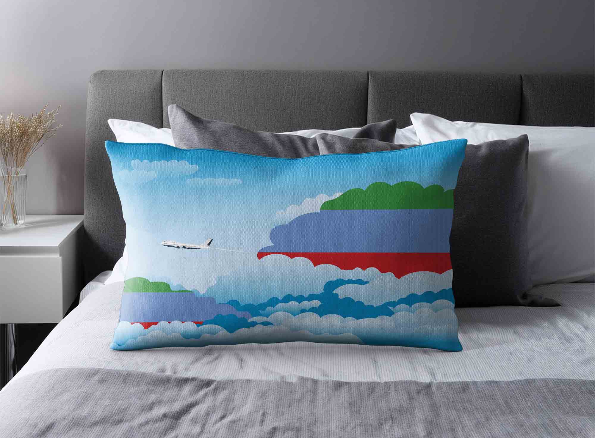 Dagestan World Airplane Day Clouds Square & Rectangle Pillow Cases | Aviation Sky Travel Decorative Throw Pillow Covers image 2