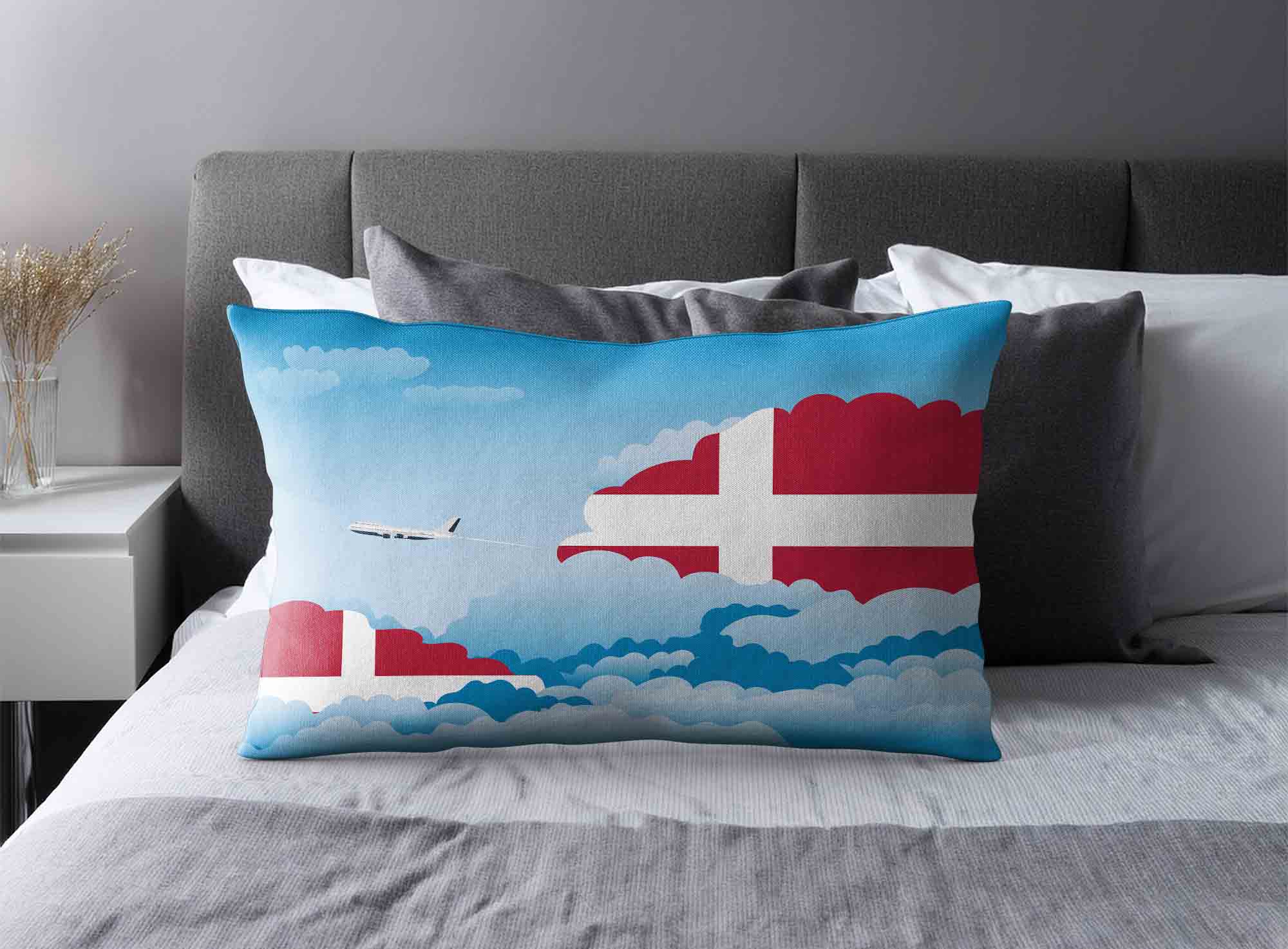Denmark World Airplane Day Clouds Square & Rectangle Pillow Cases | Aviation Sky Travel Decorative Throw Pillow Covers image 2